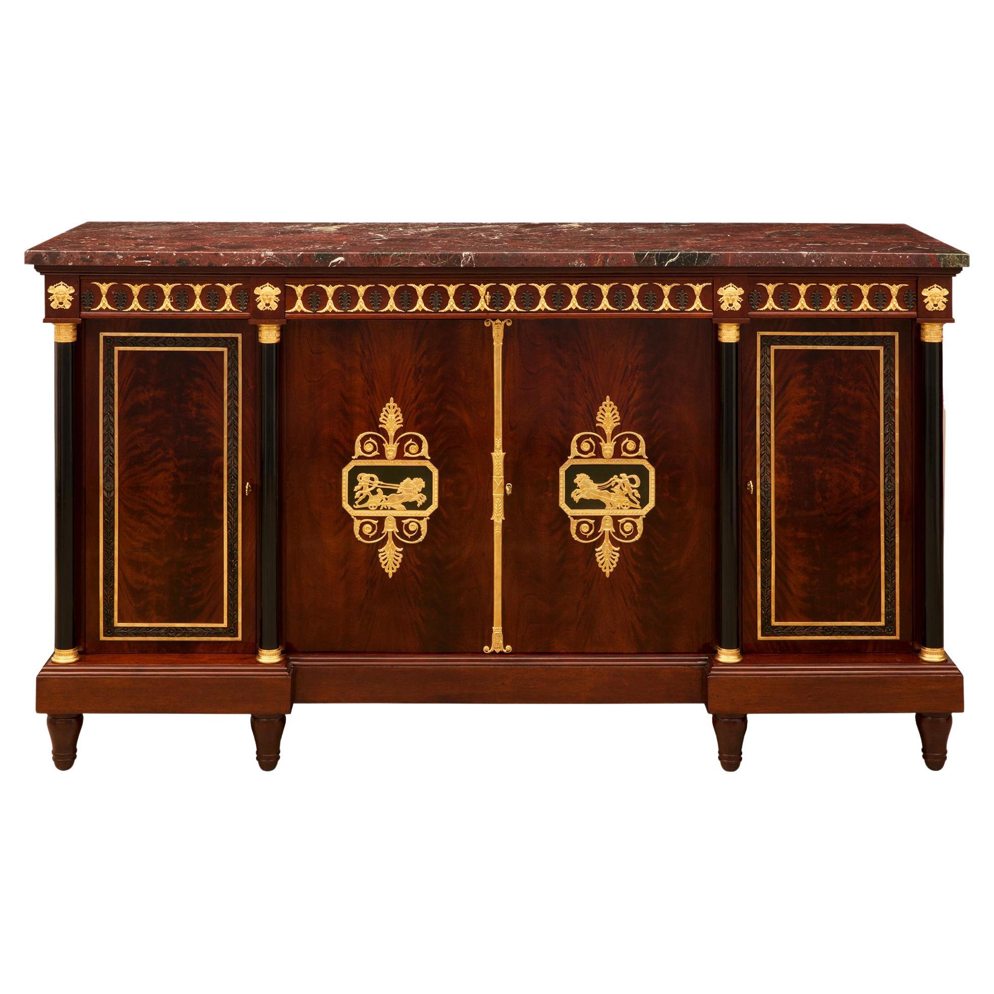 French 19th Century Neoclassical Style Mahogany and Marble Buffet