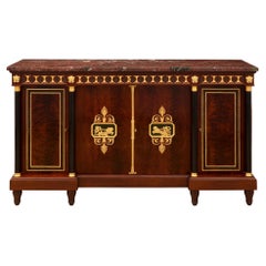 French 19th Century Neoclassical Style Mahogany and Marble Buffet
