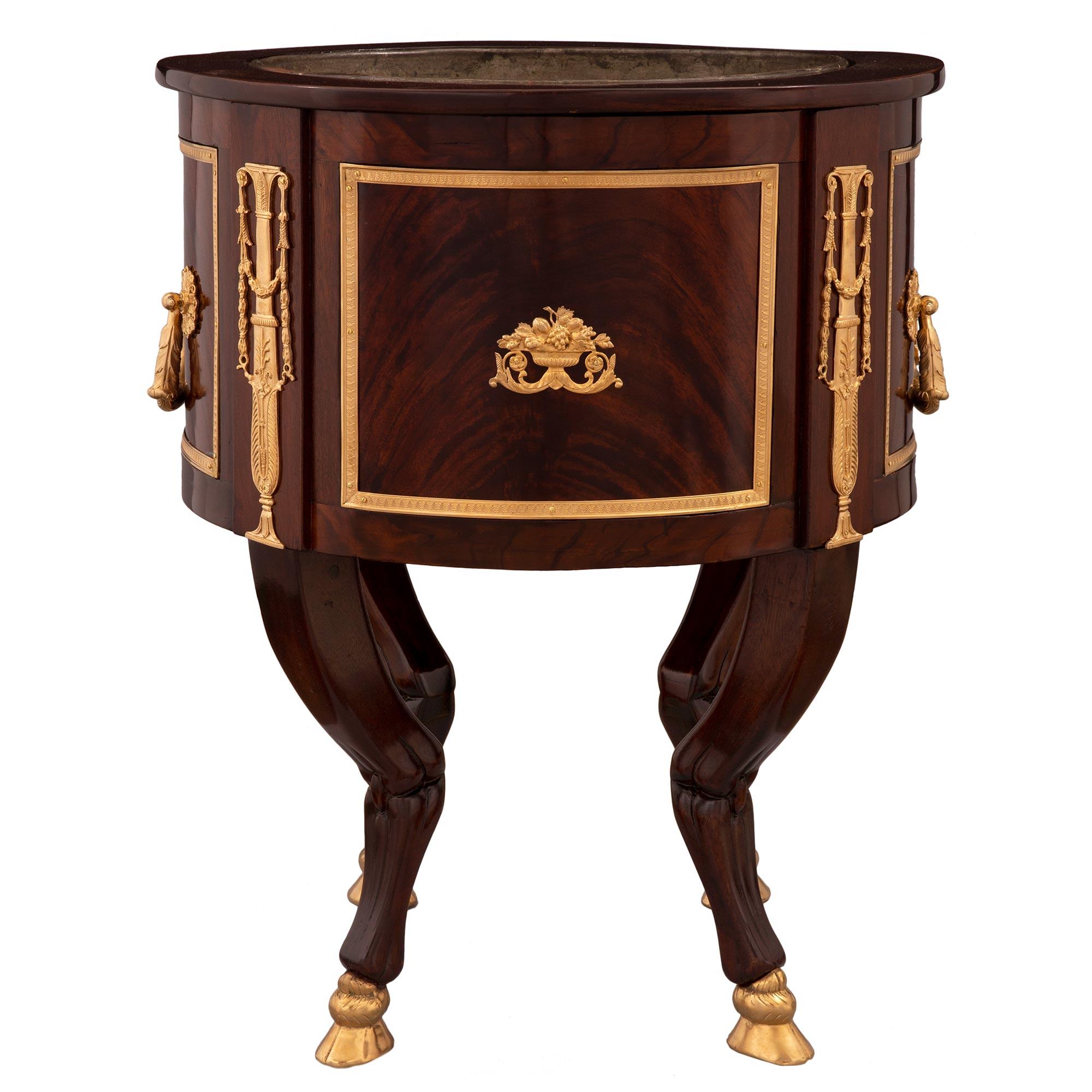 French 19th Century Neoclassical Style Mahogany and Ormolu Jardinière Planter In Good Condition For Sale In West Palm Beach, FL