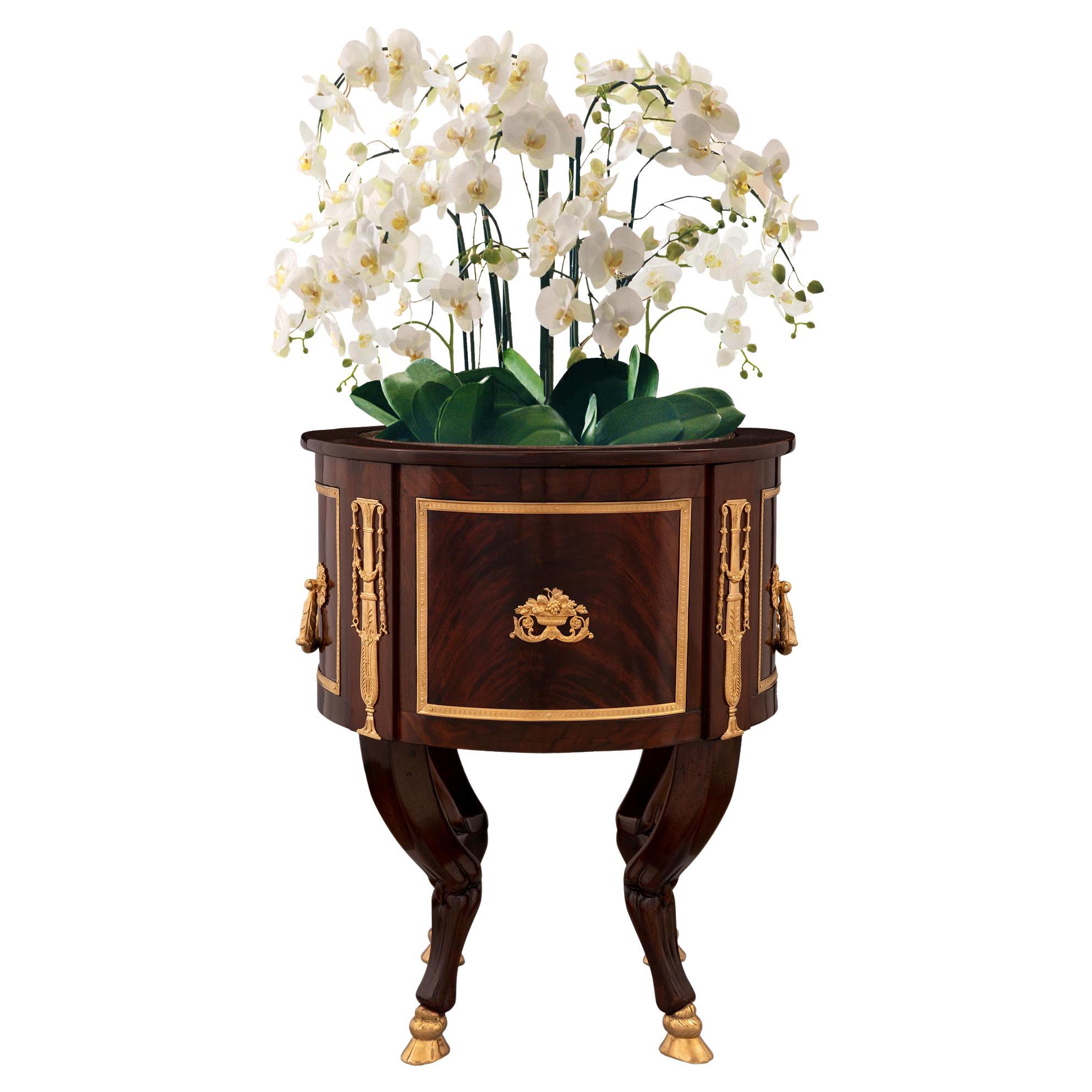 French 19th Century Neoclassical Style Mahogany and Ormolu Jardinière Planter For Sale