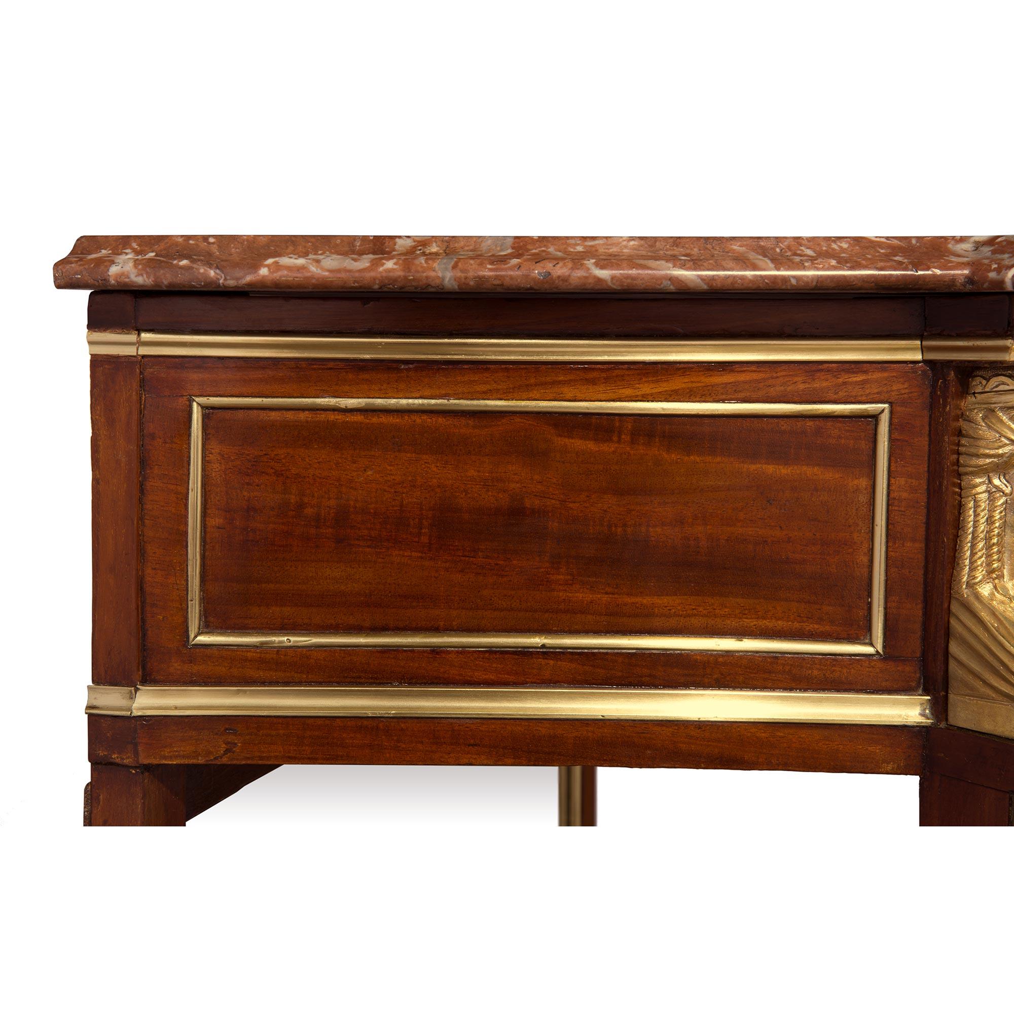 French 19th Century Neoclassical Style Mahogany, Ormolu and Marble Console For Sale 2