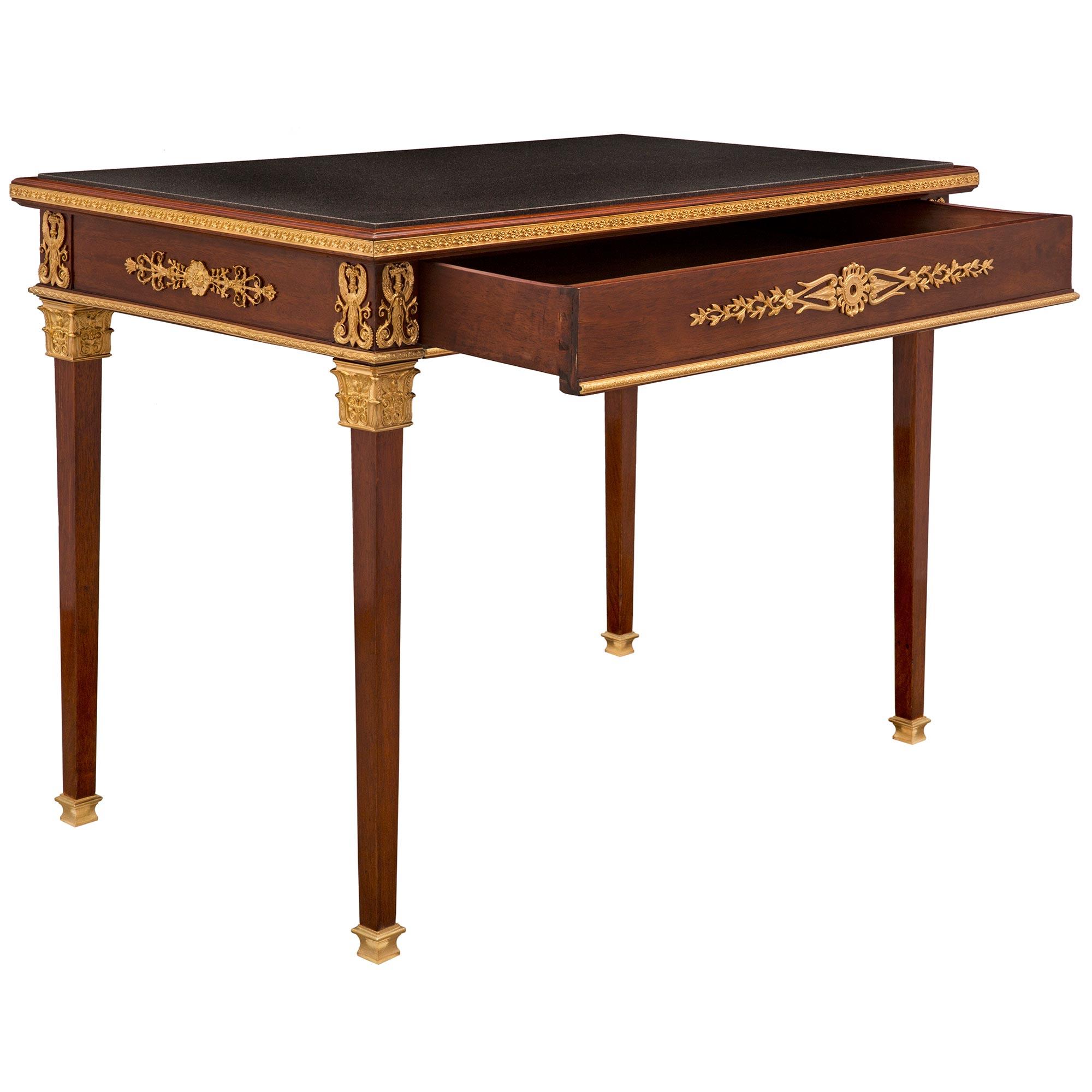 French 19th Century Neoclassical Style Mahogany, Ormolu and Slate Table/Desk For Sale 1