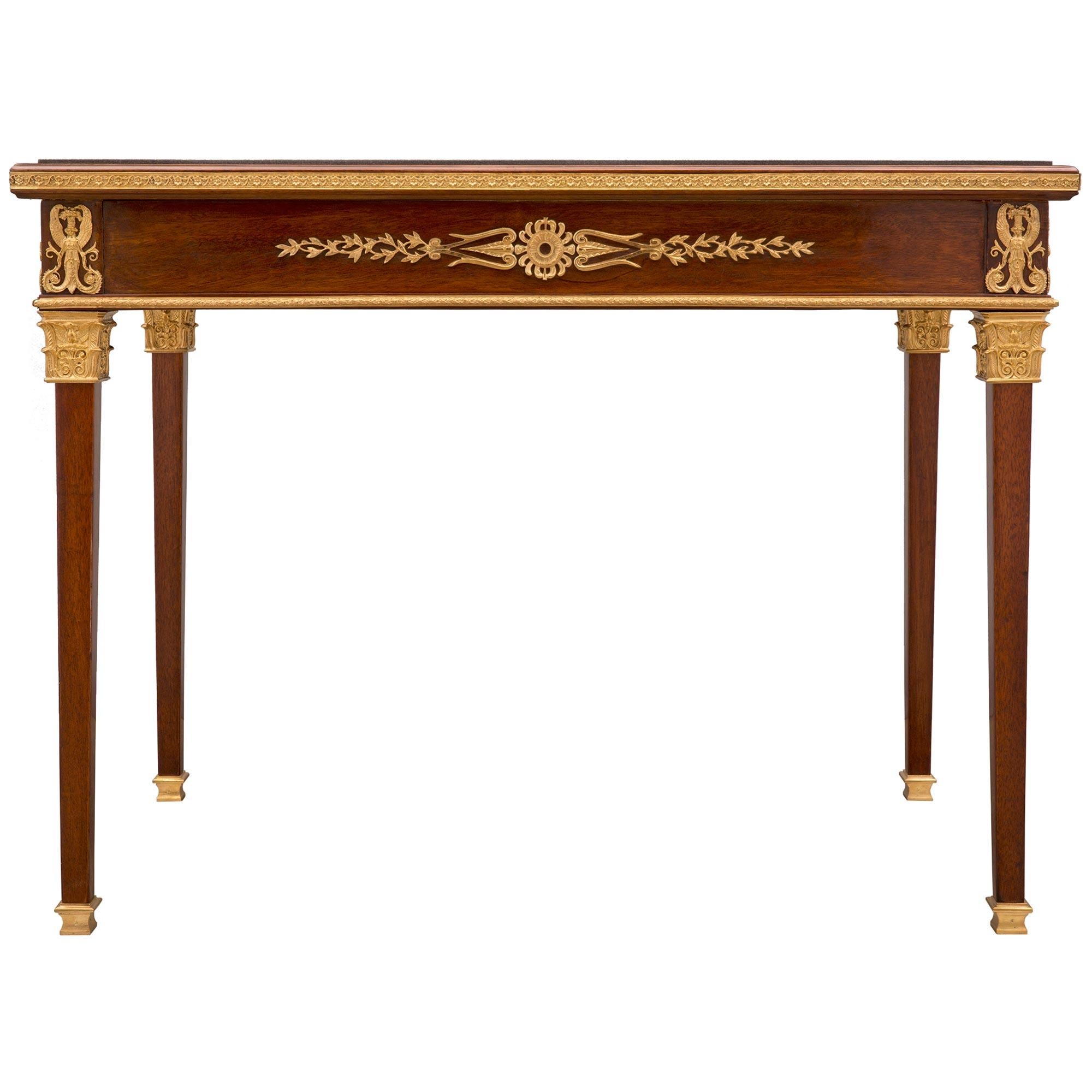 French 19th Century Neoclassical Style Mahogany, Ormolu and Slate Table/Desk For Sale 3