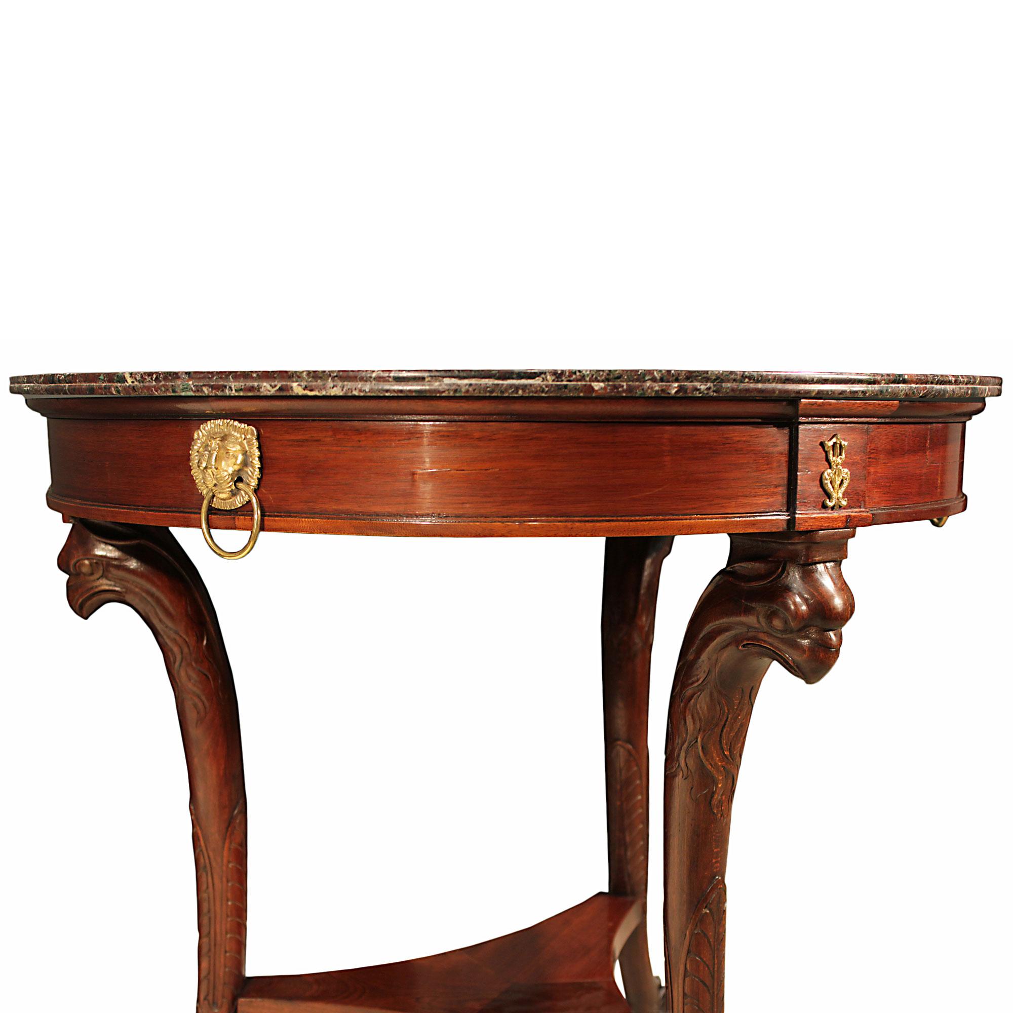 French 19th Century Neoclassical Style Mahogany Side Table In Good Condition For Sale In West Palm Beach, FL