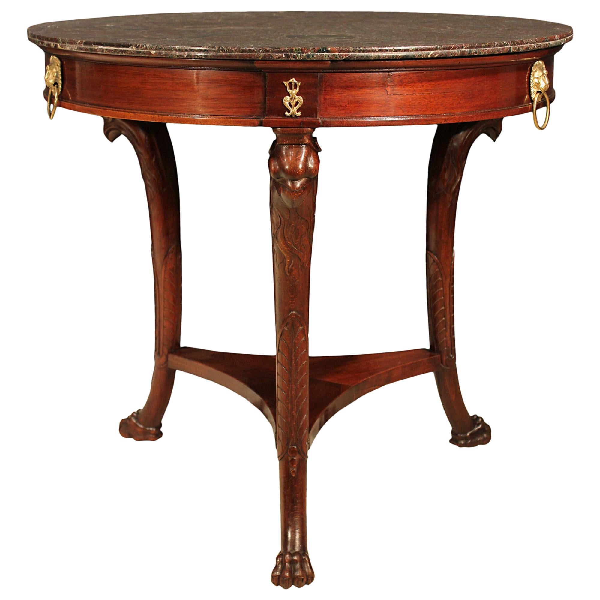 French 19th Century Neoclassical Style Mahogany Side Table For Sale