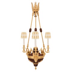 French 19th Century Neoclassical Style Maple and Ormolu Chandelier