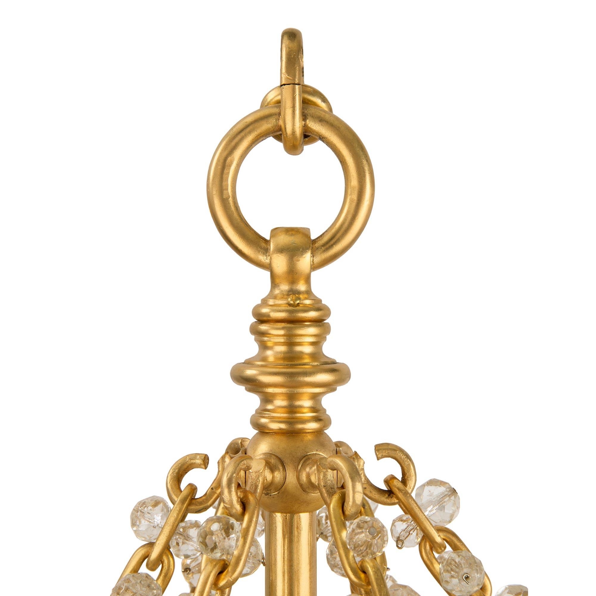 French 19th Century Neoclassical Style Ormolu and Baccarat Crystal Chandelier In Good Condition In West Palm Beach, FL