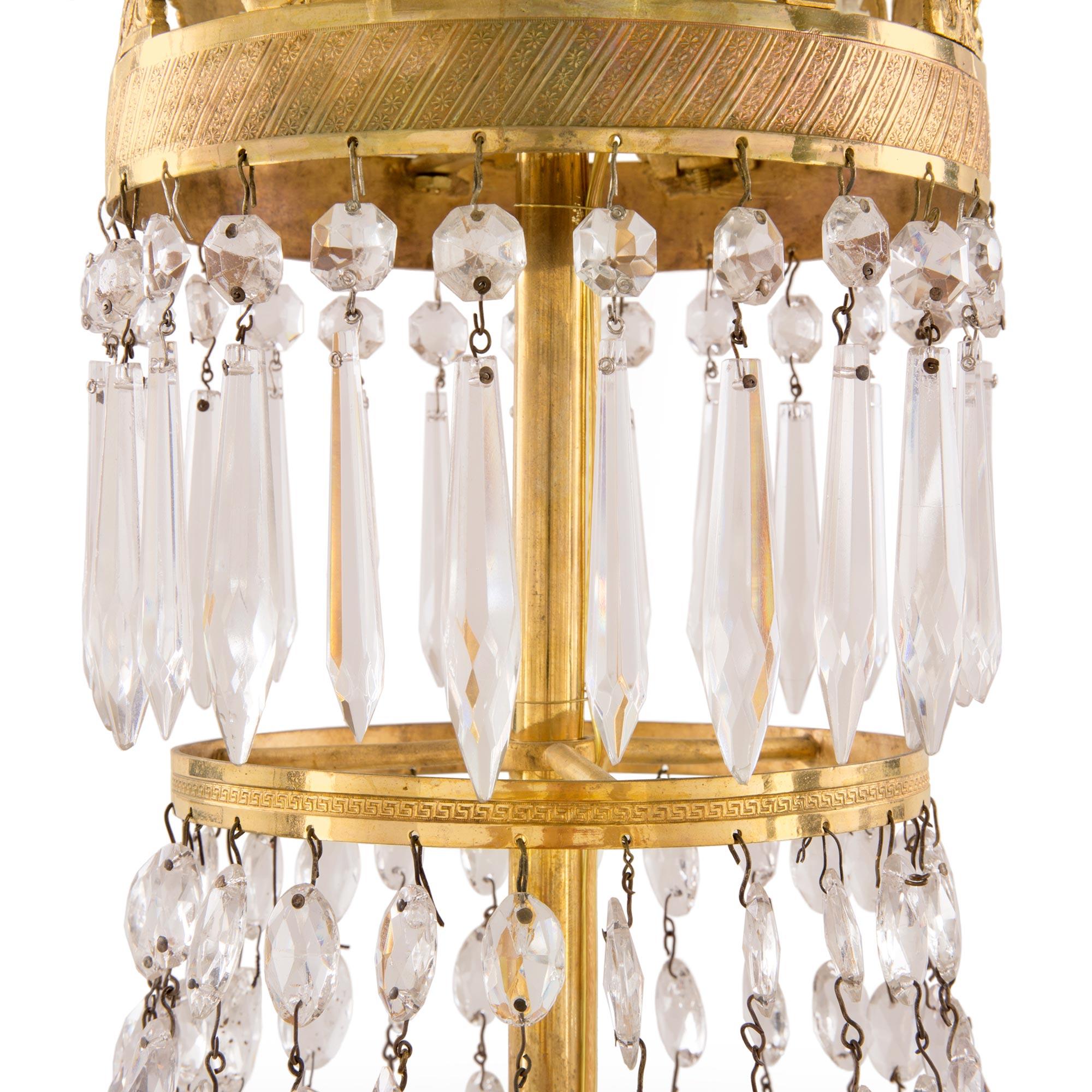 French 19th Century Neoclassical Style Ormolu and Baccarat Crystal Chandelier For Sale 1