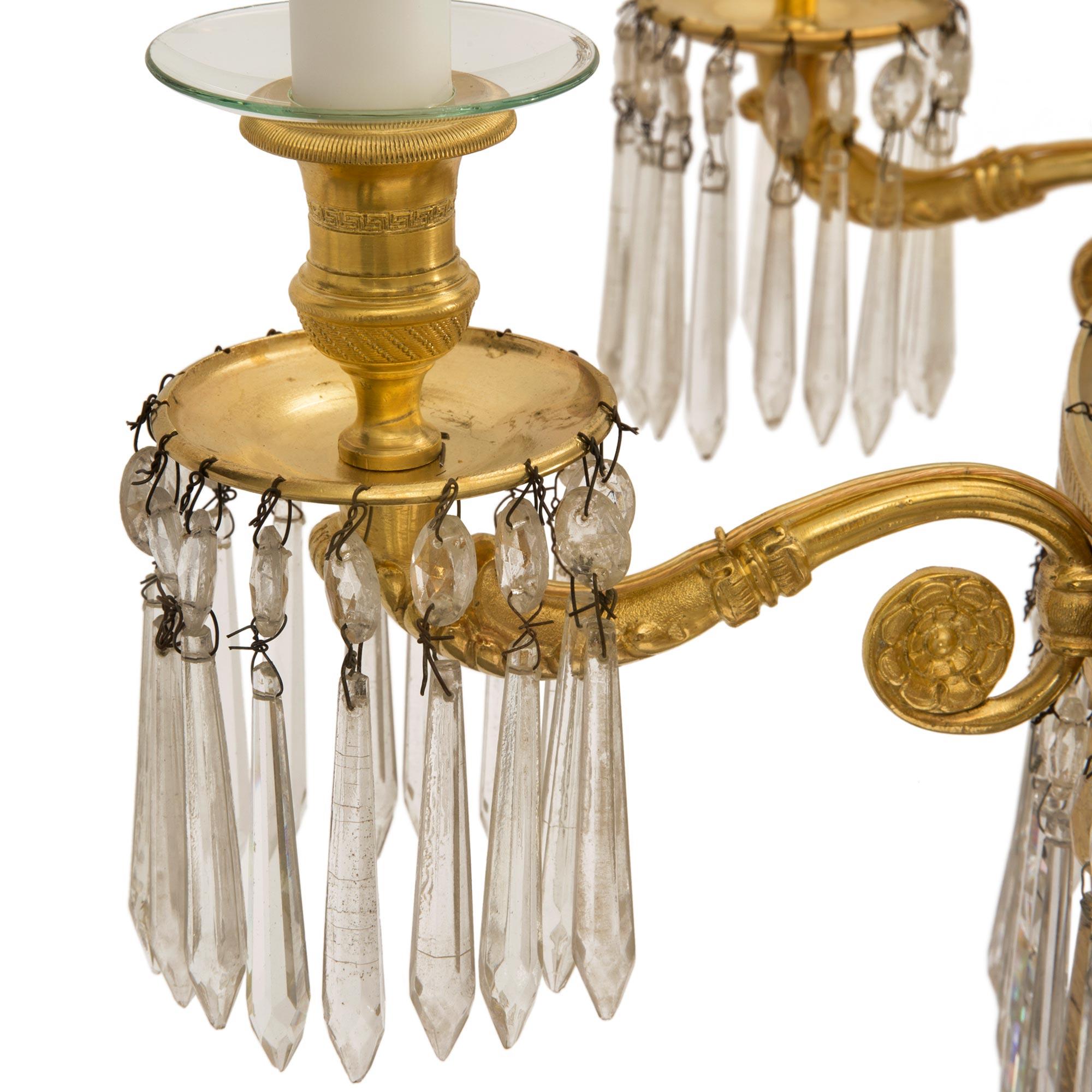 French 19th Century Neoclassical Style Ormolu and Baccarat Crystal Chandelier For Sale 2