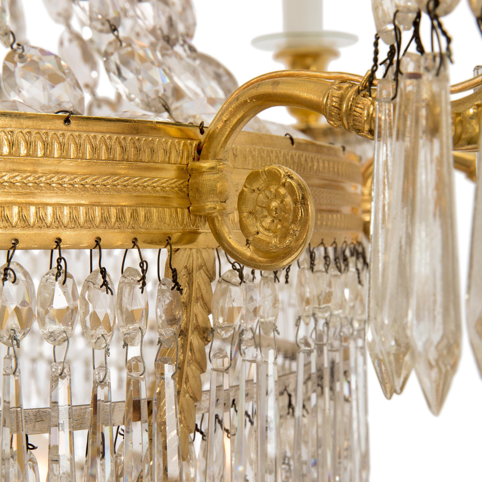 French 19th Century Neoclassical Style Ormolu and Baccarat Crystal Chandelier For Sale 3