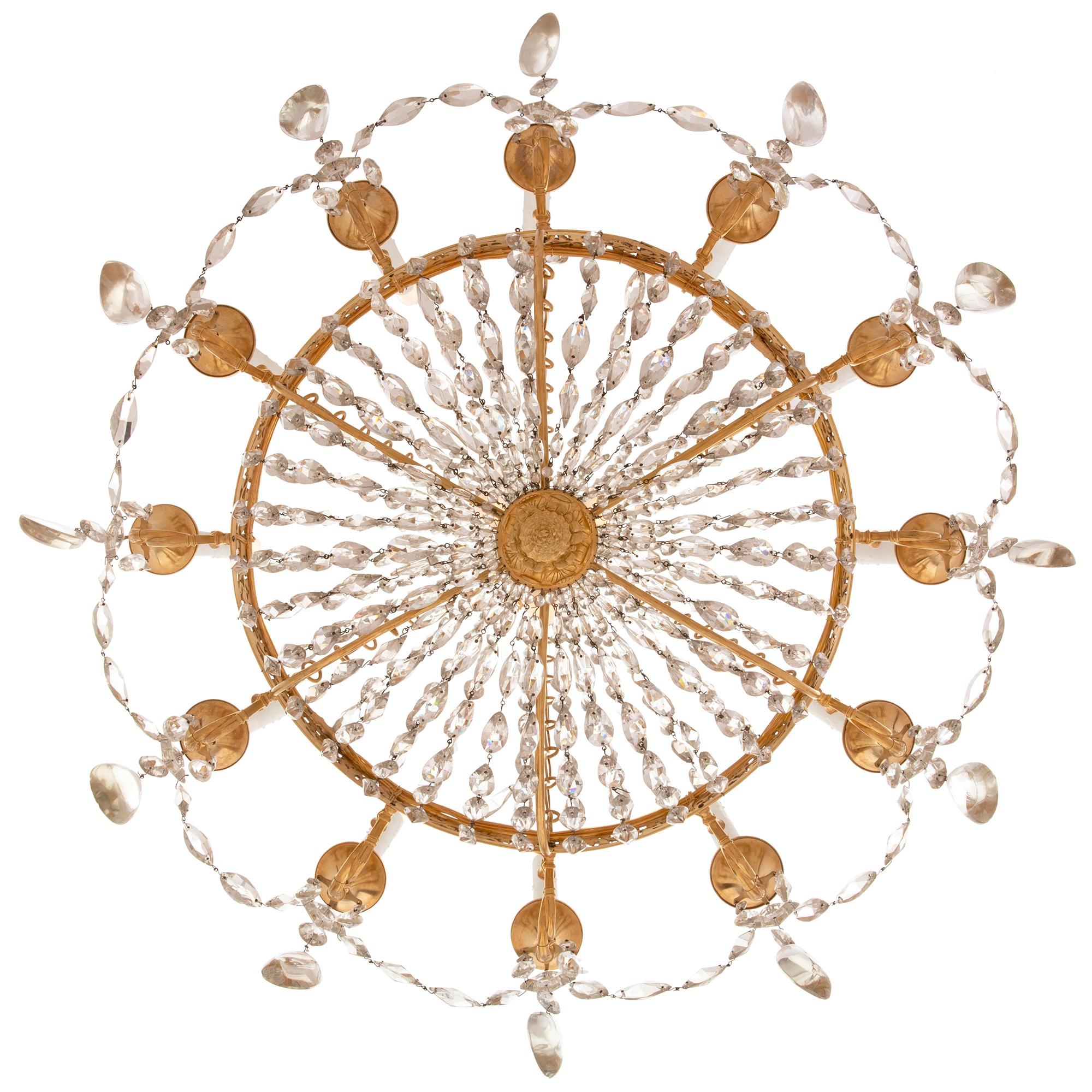 French 19th Century Neoclassical Style Ormolu and Baccarat Crystal Chandelier For Sale 5