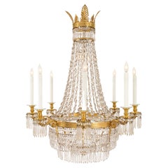 Antique French 19th Century Neoclassical Style Ormolu and Baccarat Crystal Chandelier