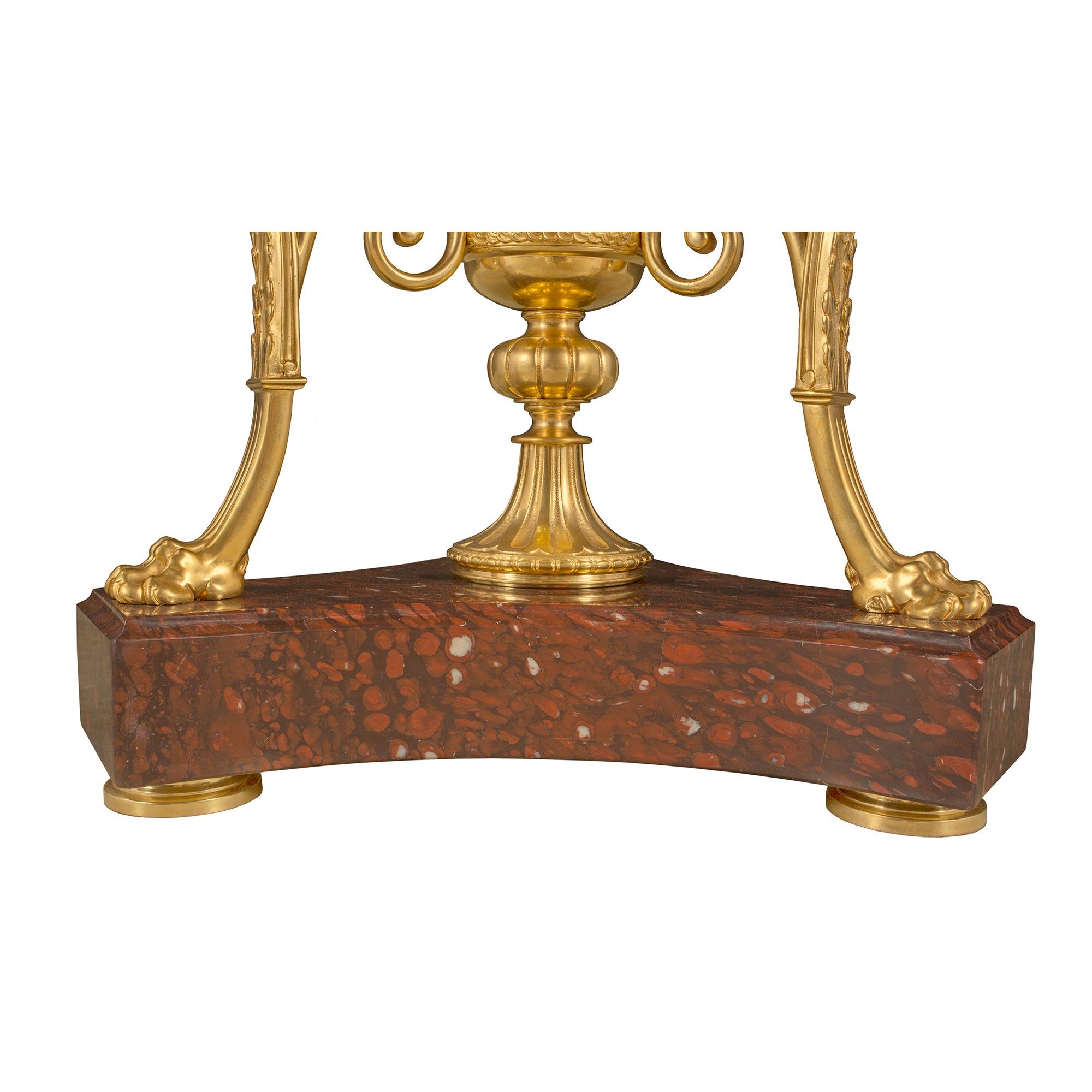 French 19th Century Neoclassical Style Ormolu and Griotte Marble Center Table For Sale 5