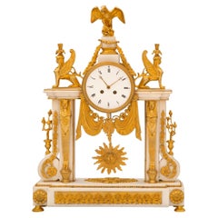 French 19th Century Neoclassical Style Ormolu and Marble Clock