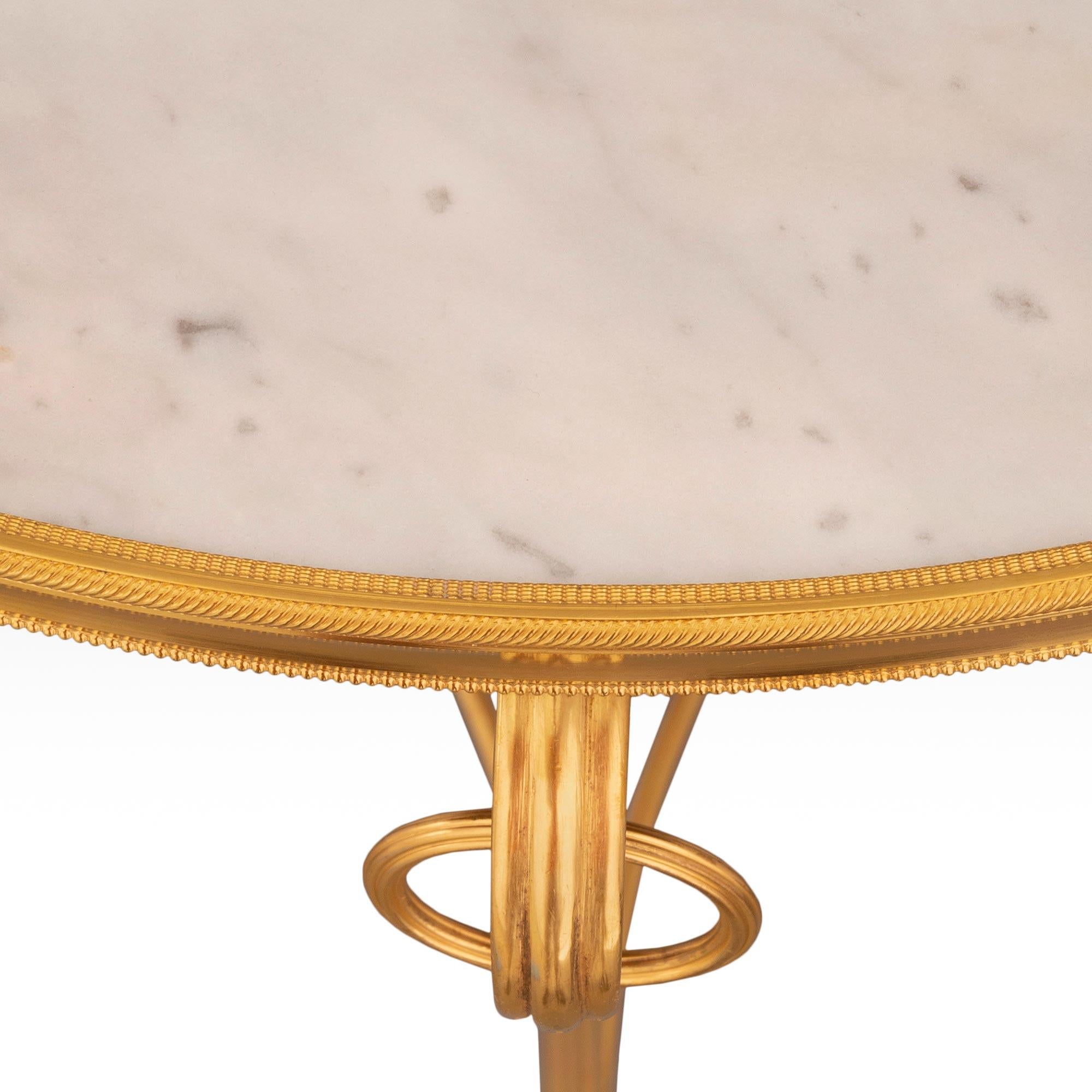 French 19th Century Neoclassical Style Ormolu and Marble Gueridon Side Table For Sale 2