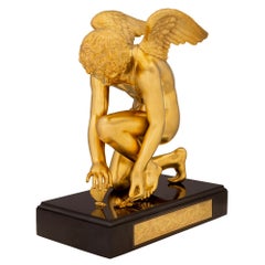 French 19th Century Neoclassical Style Ormolu and Marble Statue of Cupid