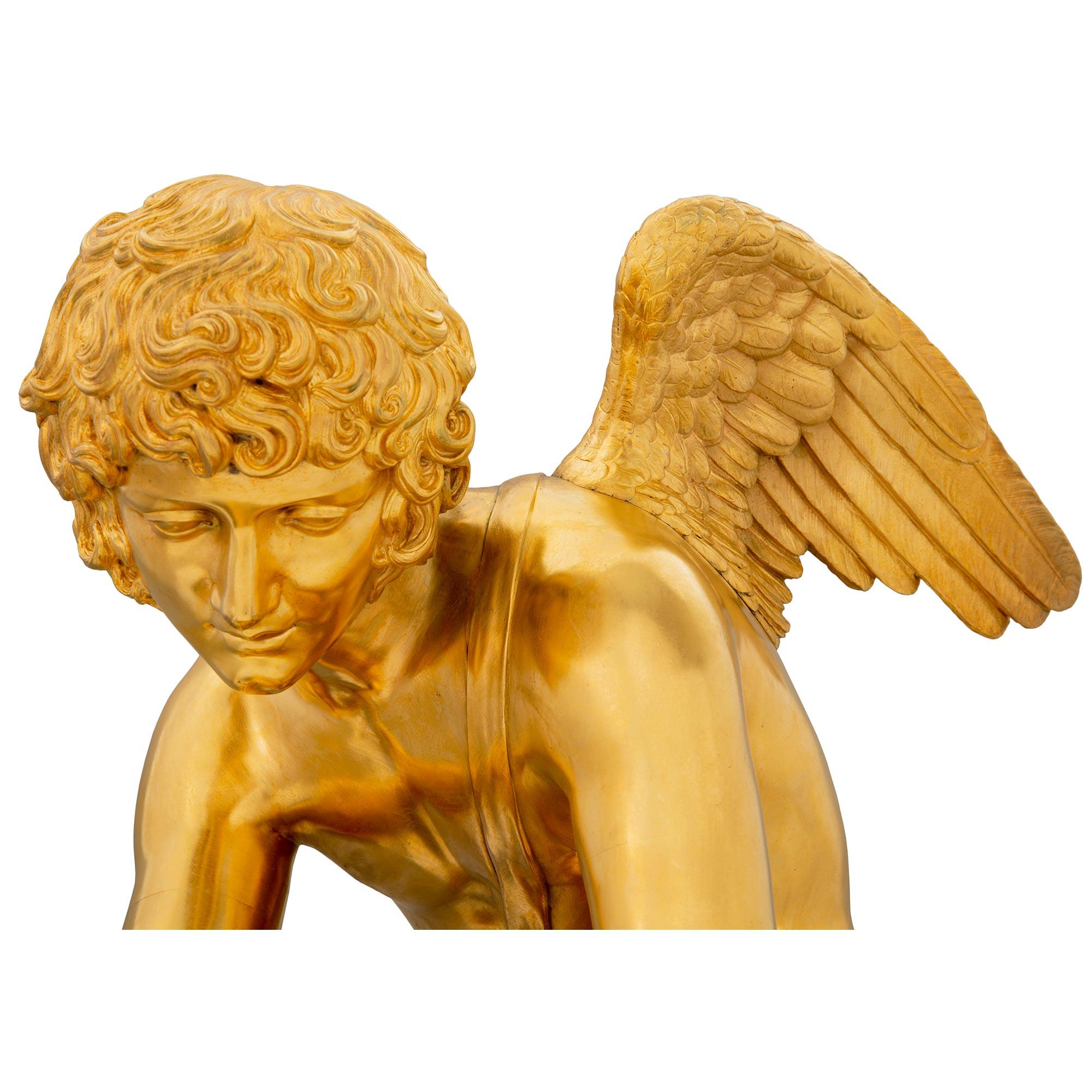 French 19th Century Neoclassical Style Ormolu and Marble Statue of Cupid For Sale 2