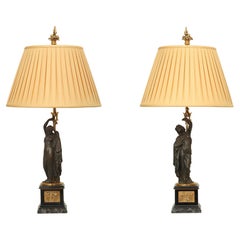 French 19th Century Neoclassical Style Patinated Bronze and Ormolu Lamps