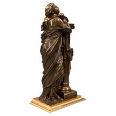 French 19th Century Neoclassical Style Patinated Bronze and Ormolu Statue