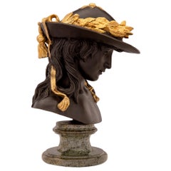 French 19th Century Neoclassical Style Patinated Bronze Bust