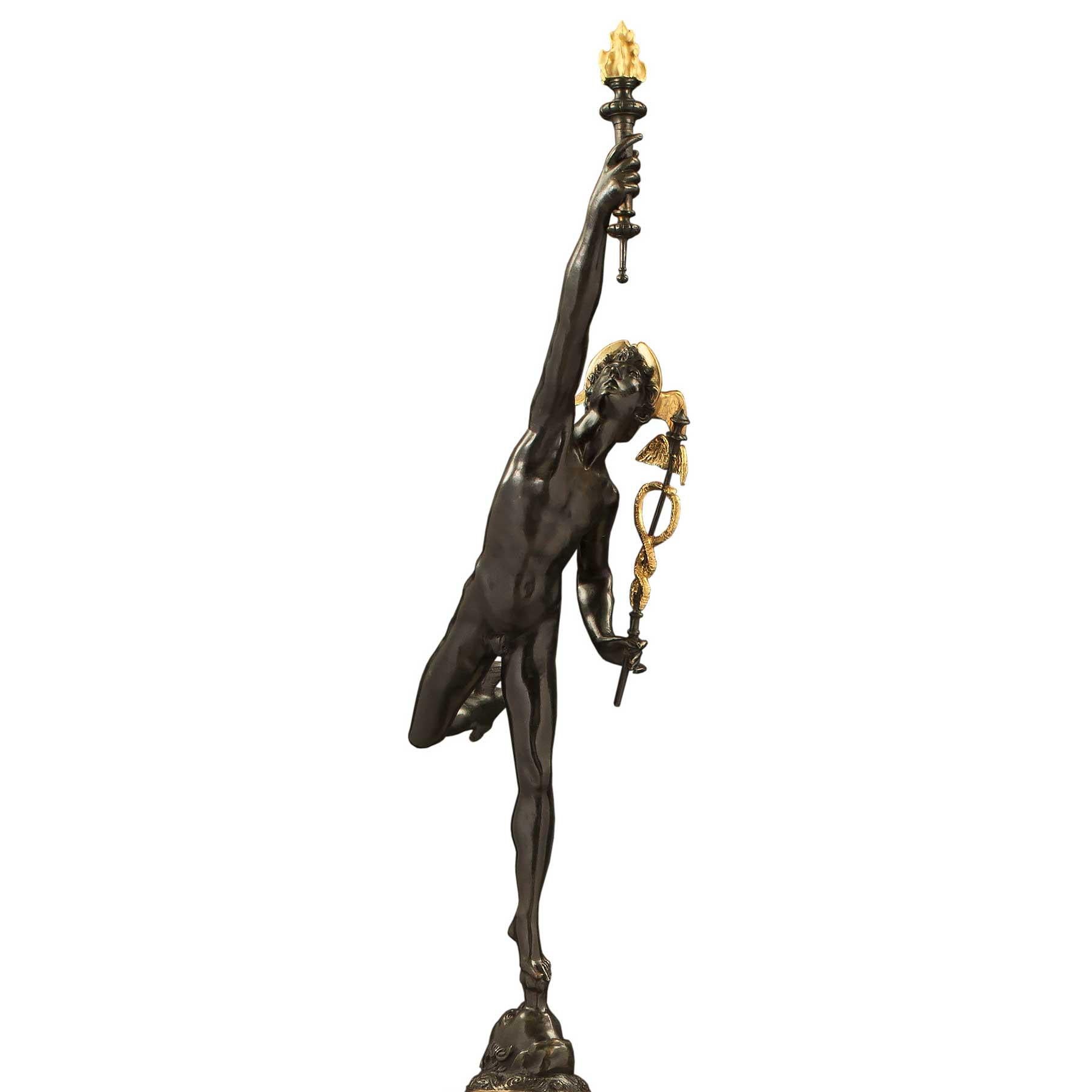 Statue de Mercure de style néoclassique français du 19ème siècle Bon état - En vente à West Palm Beach, FL