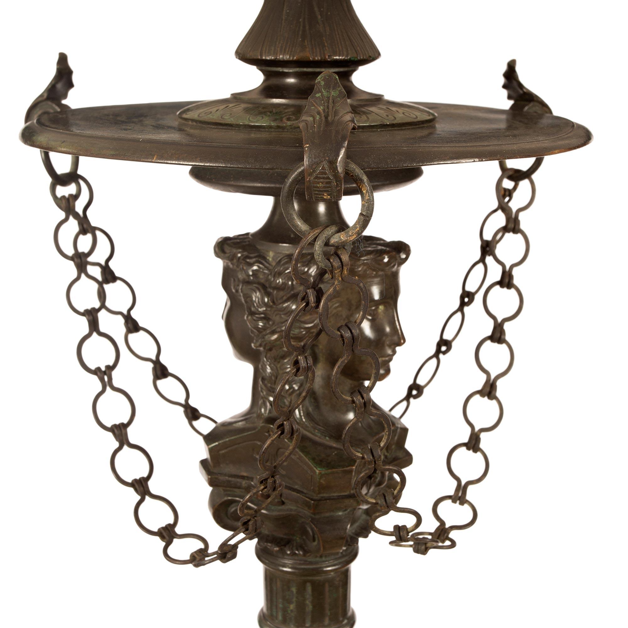 Französische Stehlampe aus Verdigris-Bronze und Goldbronze im neoklassischen Stil des 19. Jahrhunderts (Patiniert) im Angebot