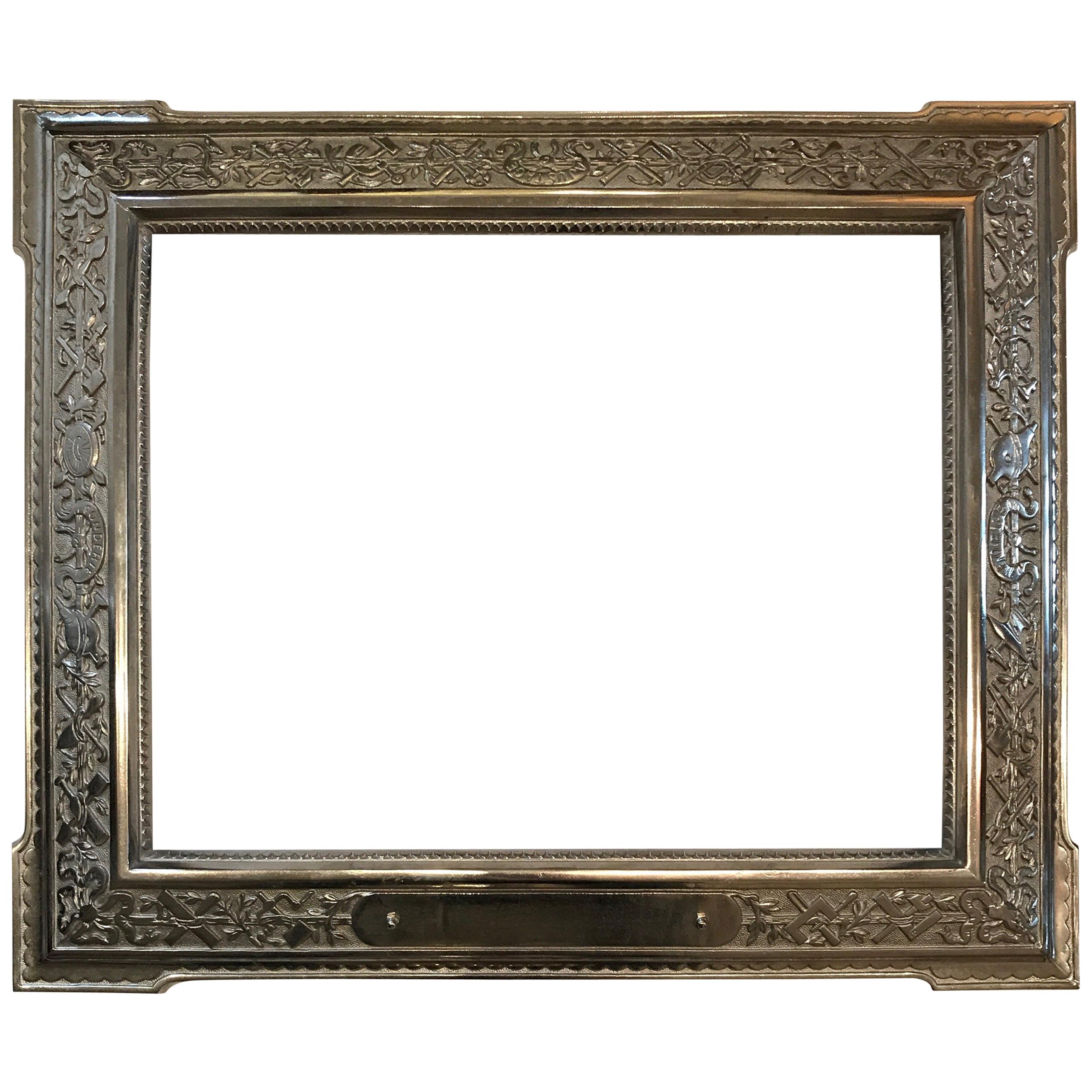 French 19th Century Nickle Foundry Picture Frame For Sale