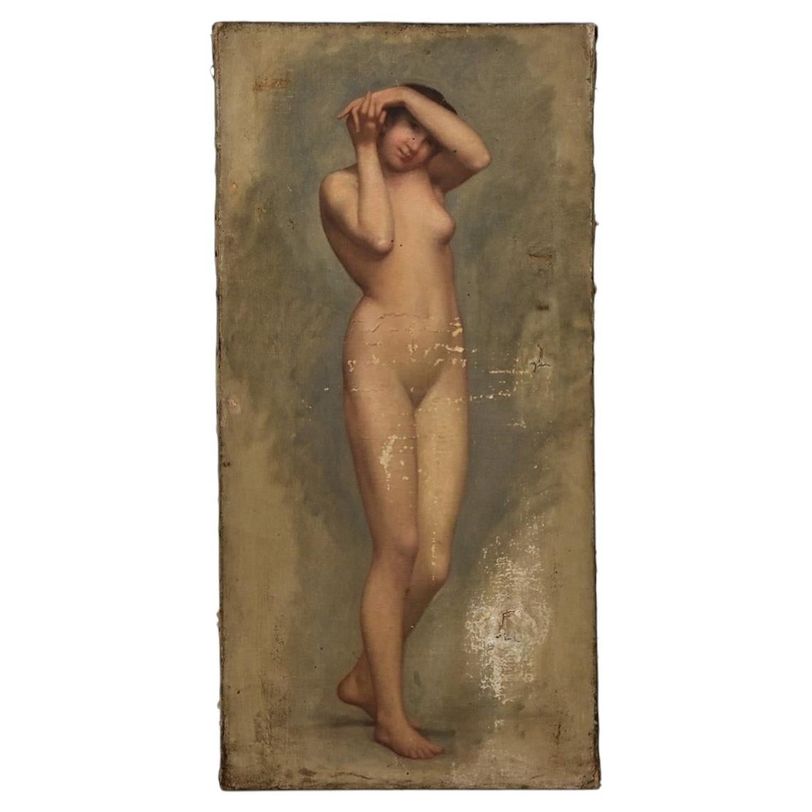 19th Century Nude Oil Painting on Canvas, French, Hand-Painted, Fair