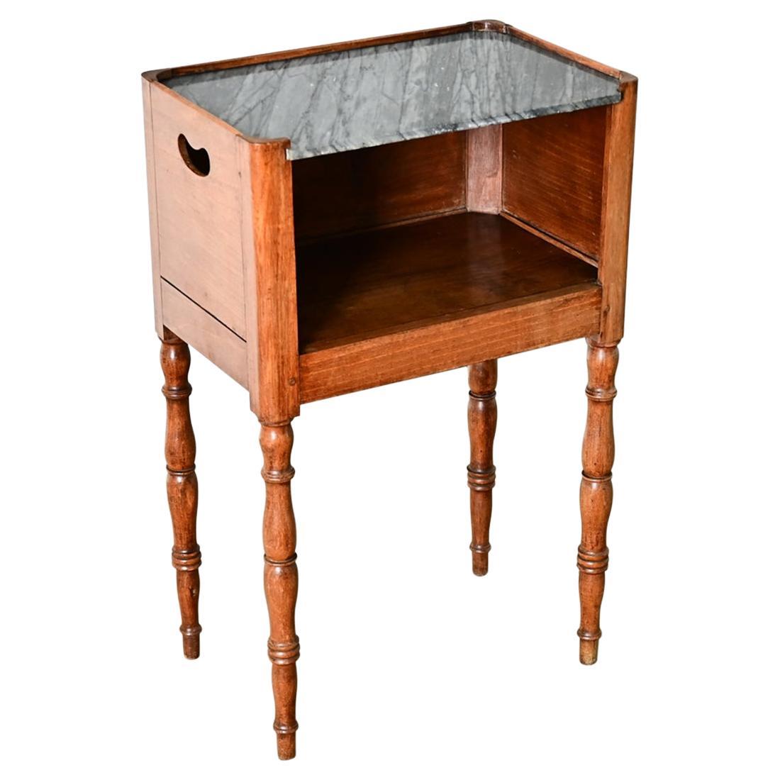 French 19th Century Oak and Marble Bedside Table For Sale