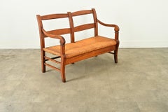 French 19th Century Oak and Rush Seat Bench