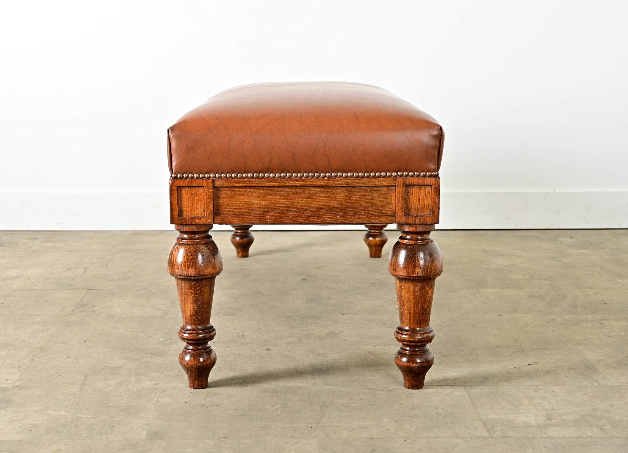 French 19th Century Oak and Upholstered Bench For Sale 3