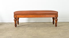 French 19th Century Oak and Upholstered Bench