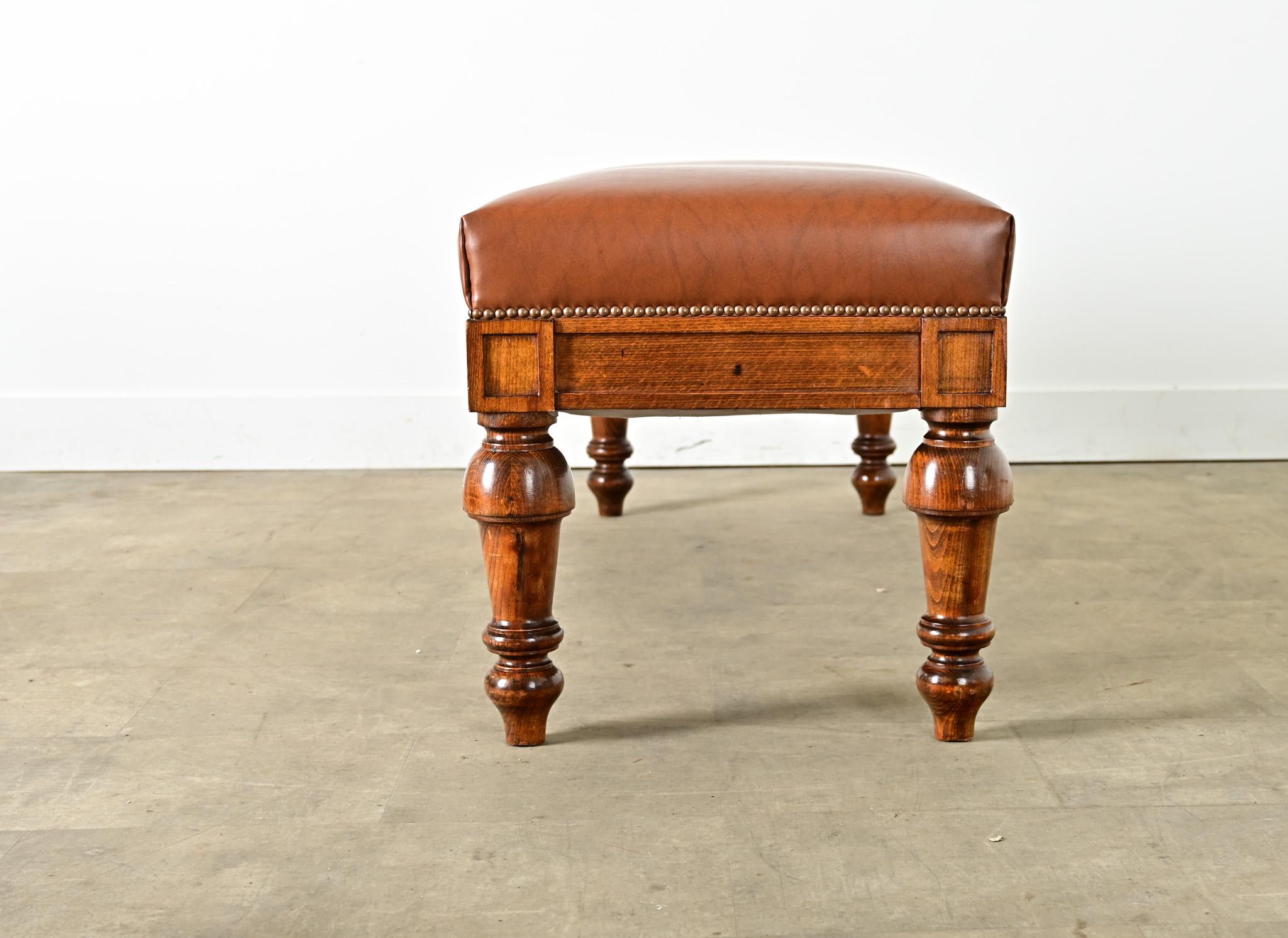20th Century French 19th Century Oak and Upholstered Bench For Sale