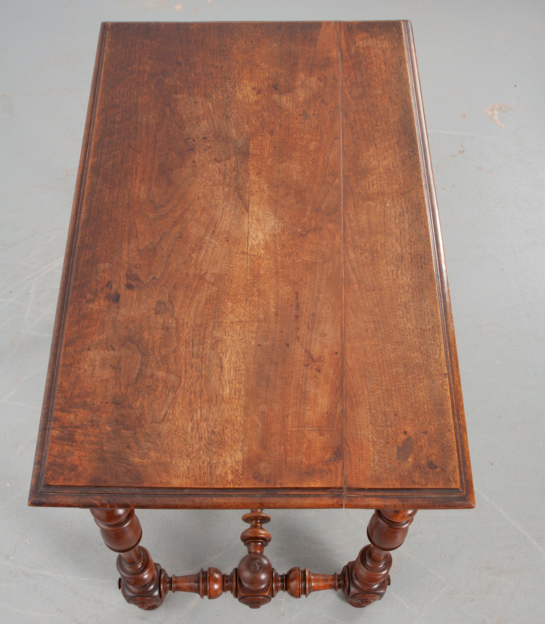 Cast French 19th Century Oak and Walnut Writing Table