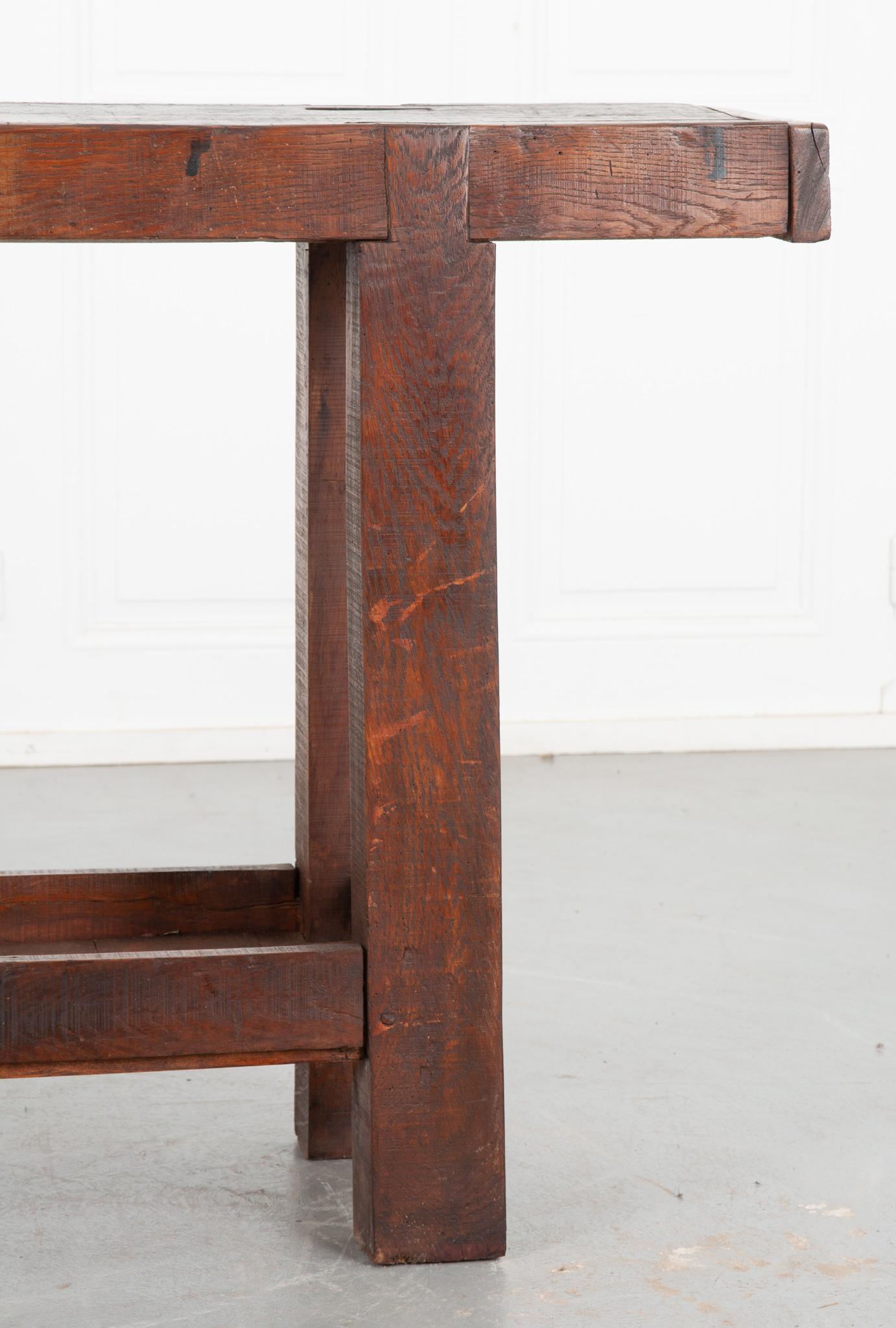 Rustic French 19th Century Oak Artisans Workbench