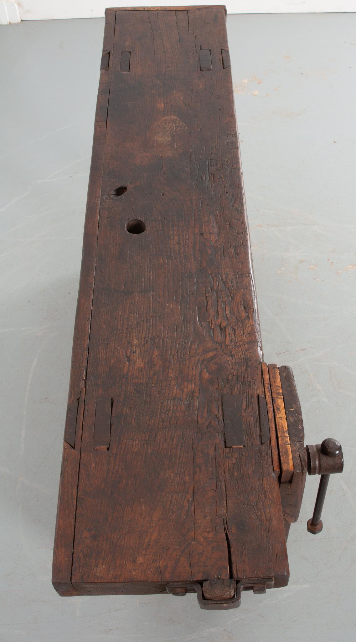Hand-Crafted French 19th Century Oak Artisans Workbench