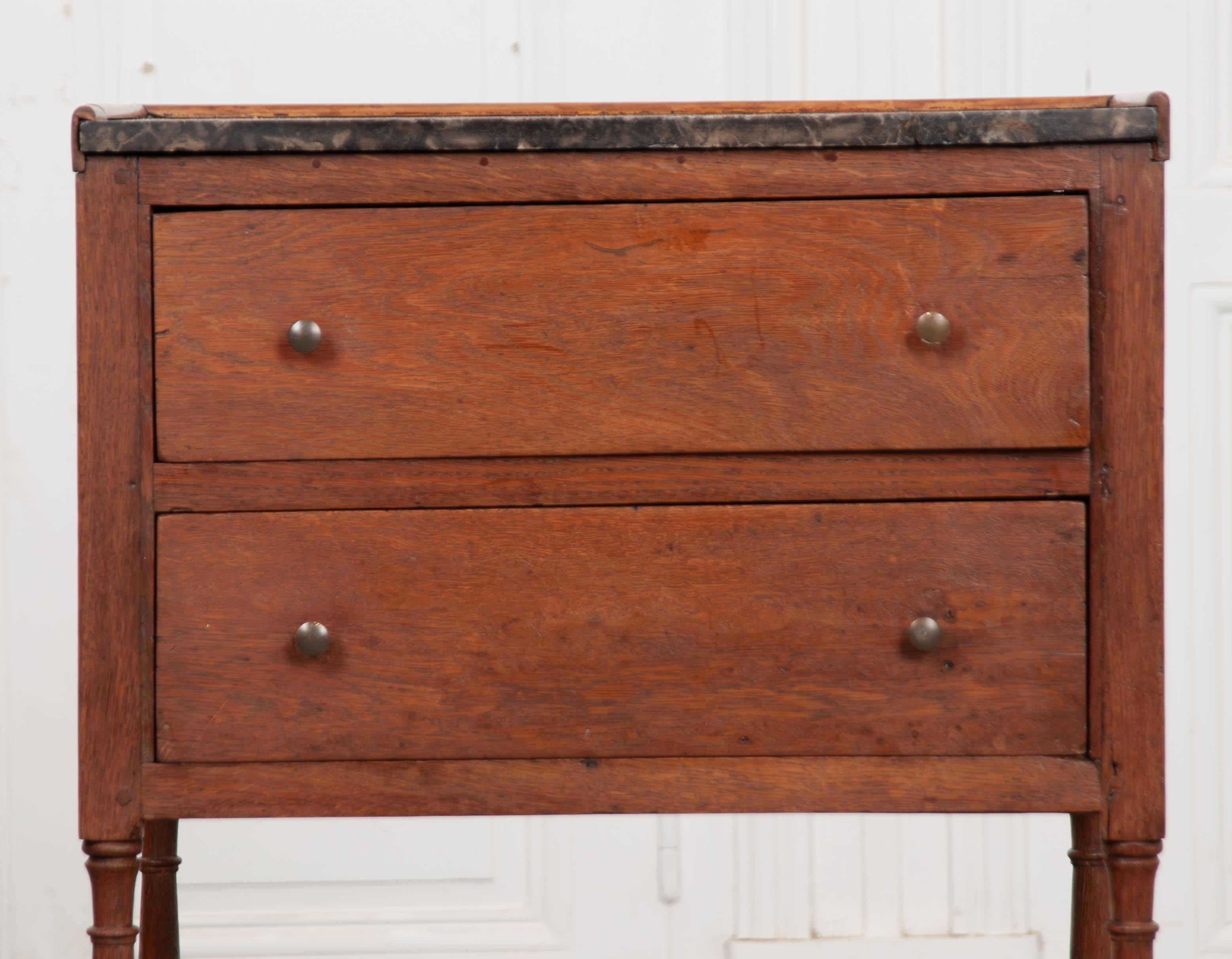 French Provincial French 19th Century Oak Bedside Table