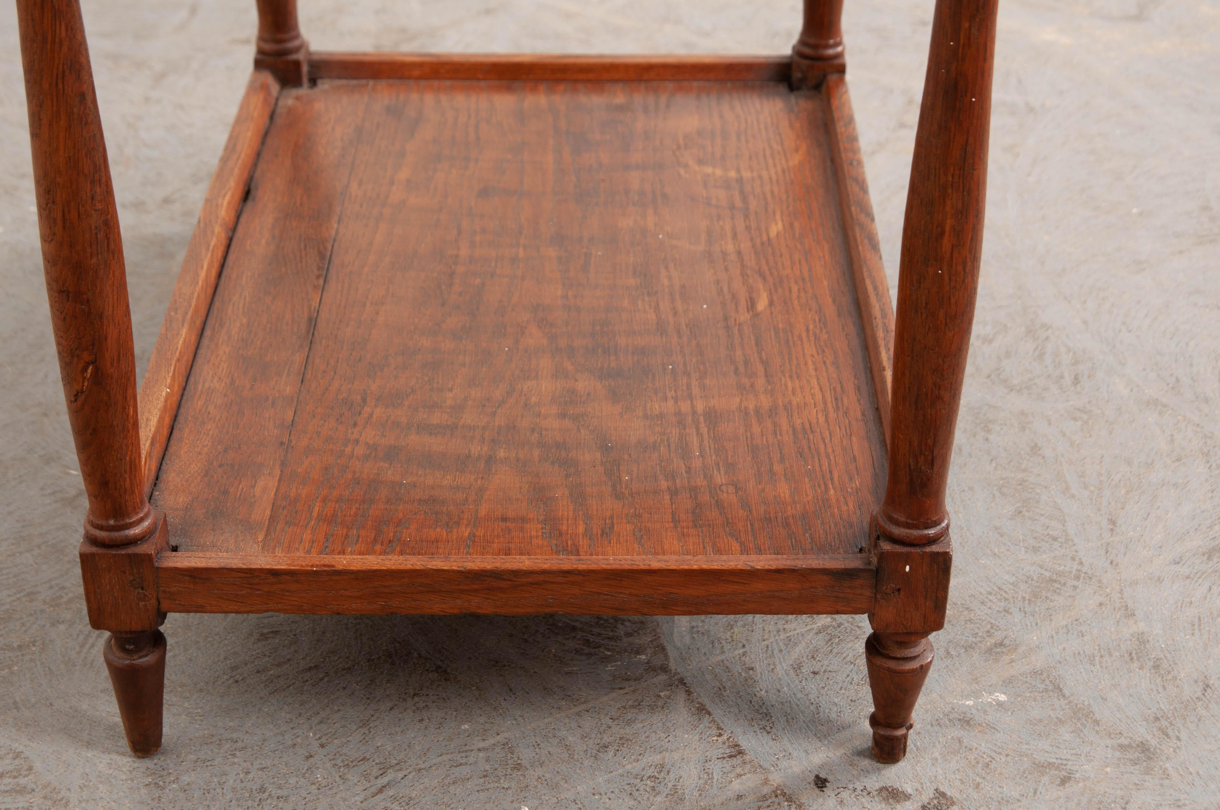 Patinated French 19th Century Oak Bedside Table