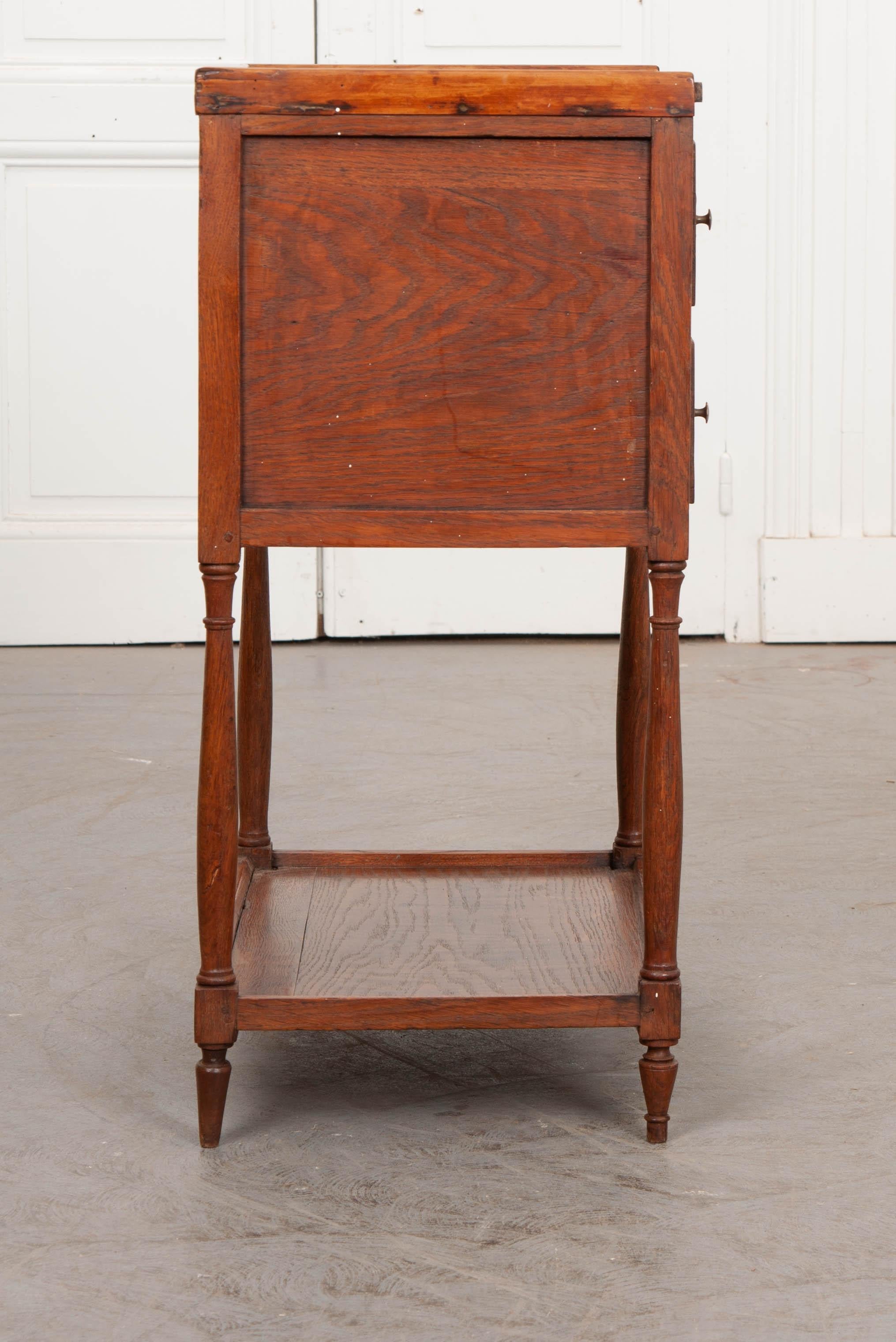 French 19th Century Oak Bedside Table 1