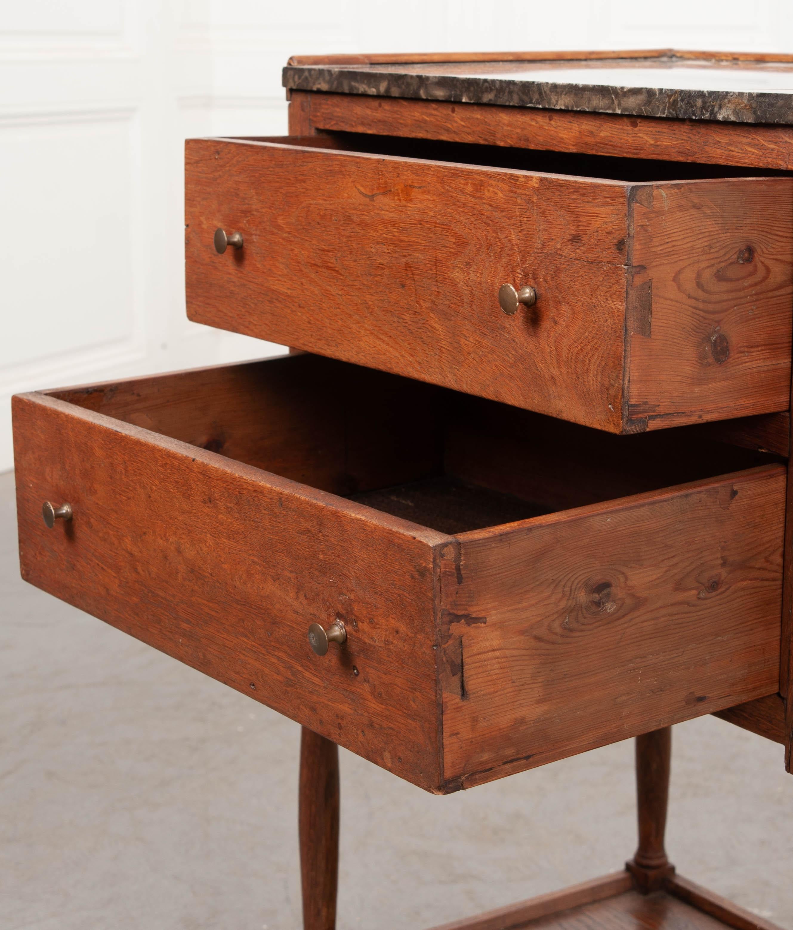 French 19th Century Oak Bedside Table 2