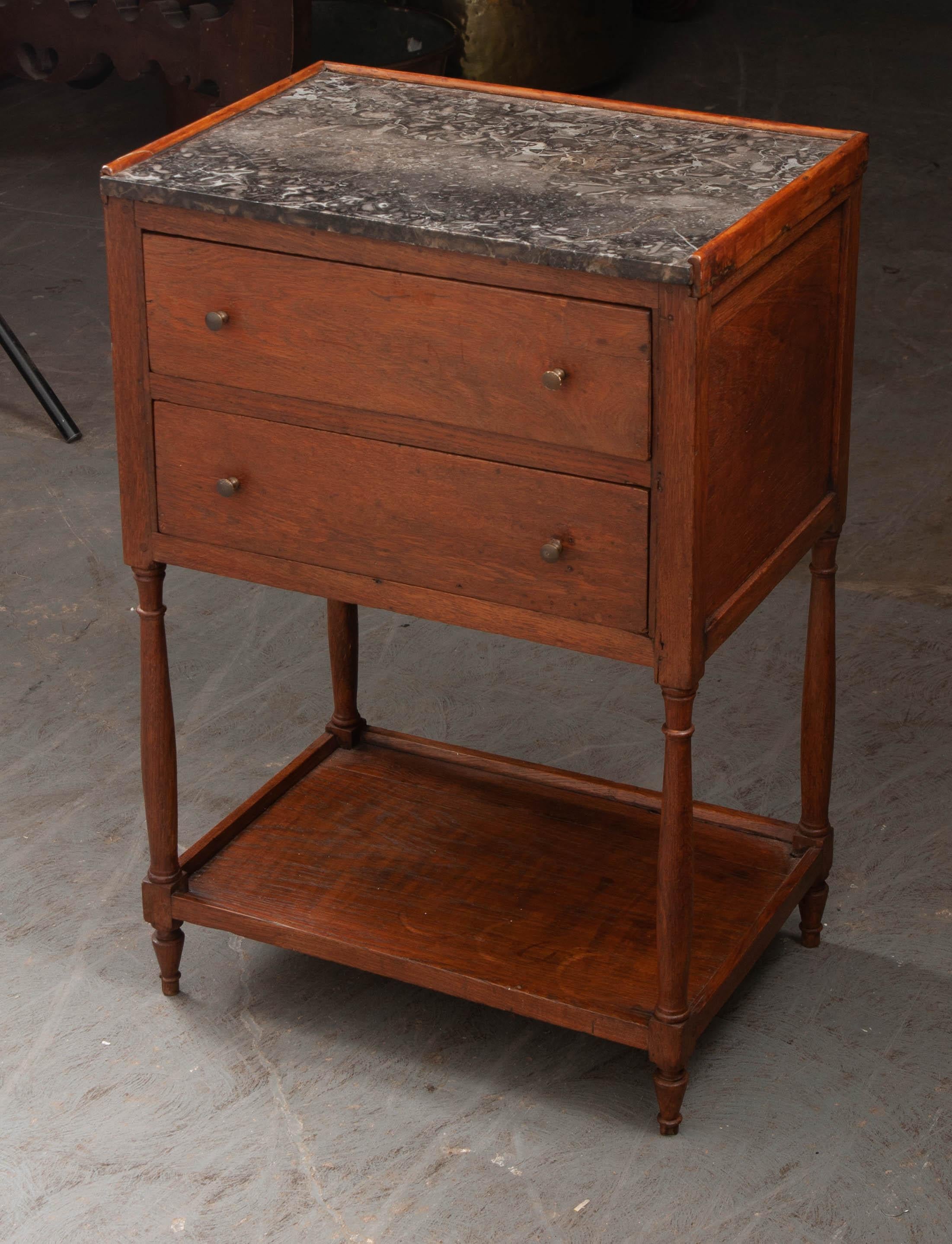 French 19th Century Oak Bedside Table 3