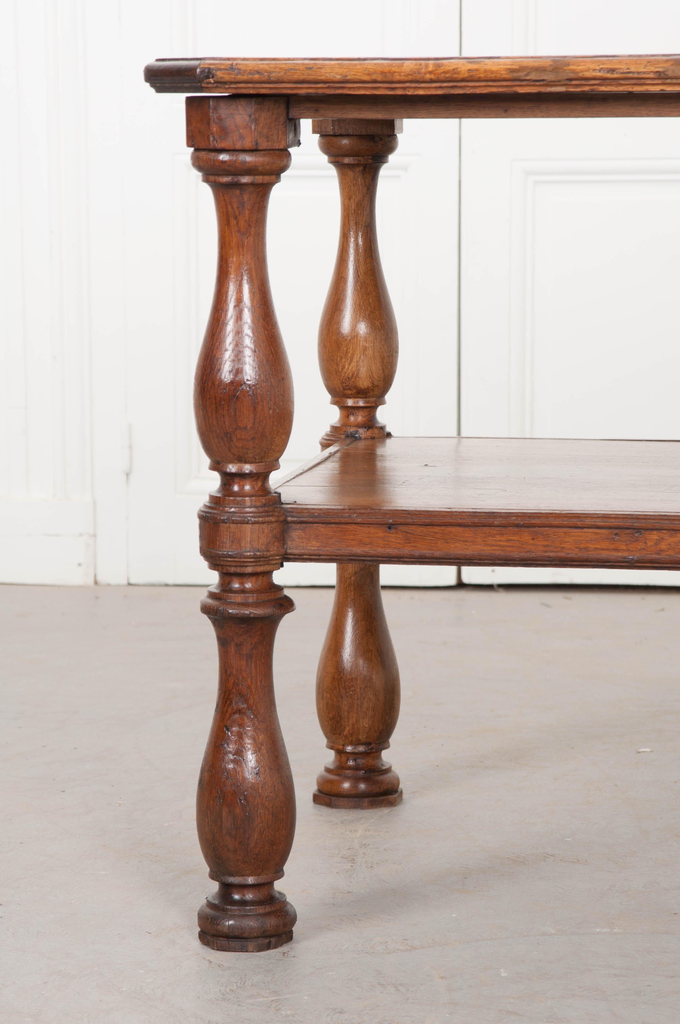 Patinated French 19th Century Oak Drapery Table