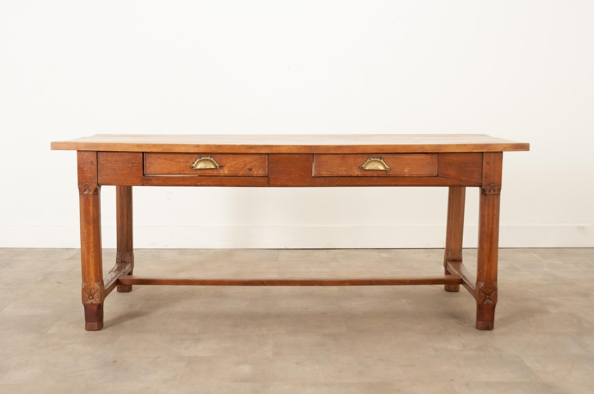 Carved French 19th Century Oak Farm Table For Sale