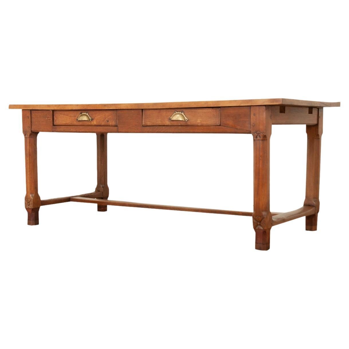 French 19th Century Oak Farm Table For Sale