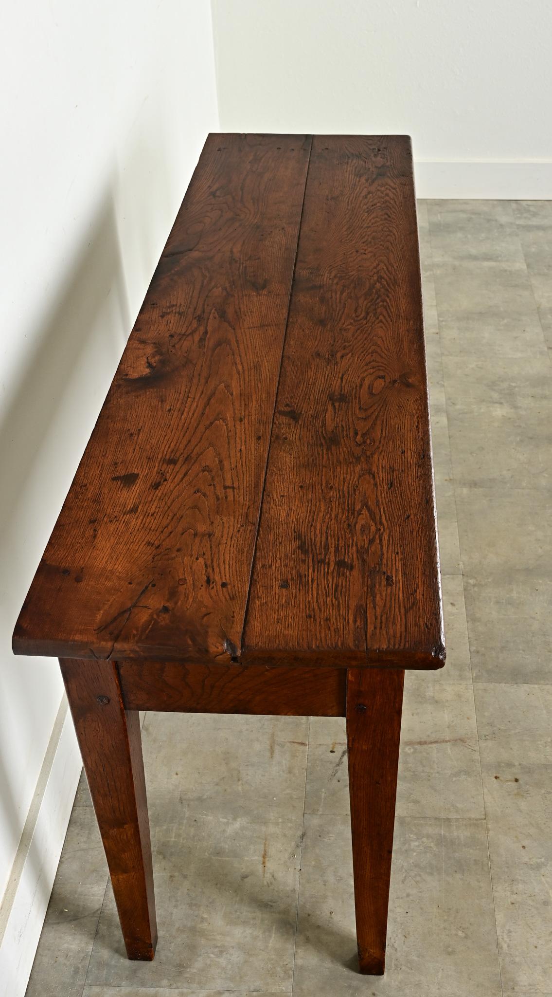 French 19th Century Oak Farmhouse Console Table 1