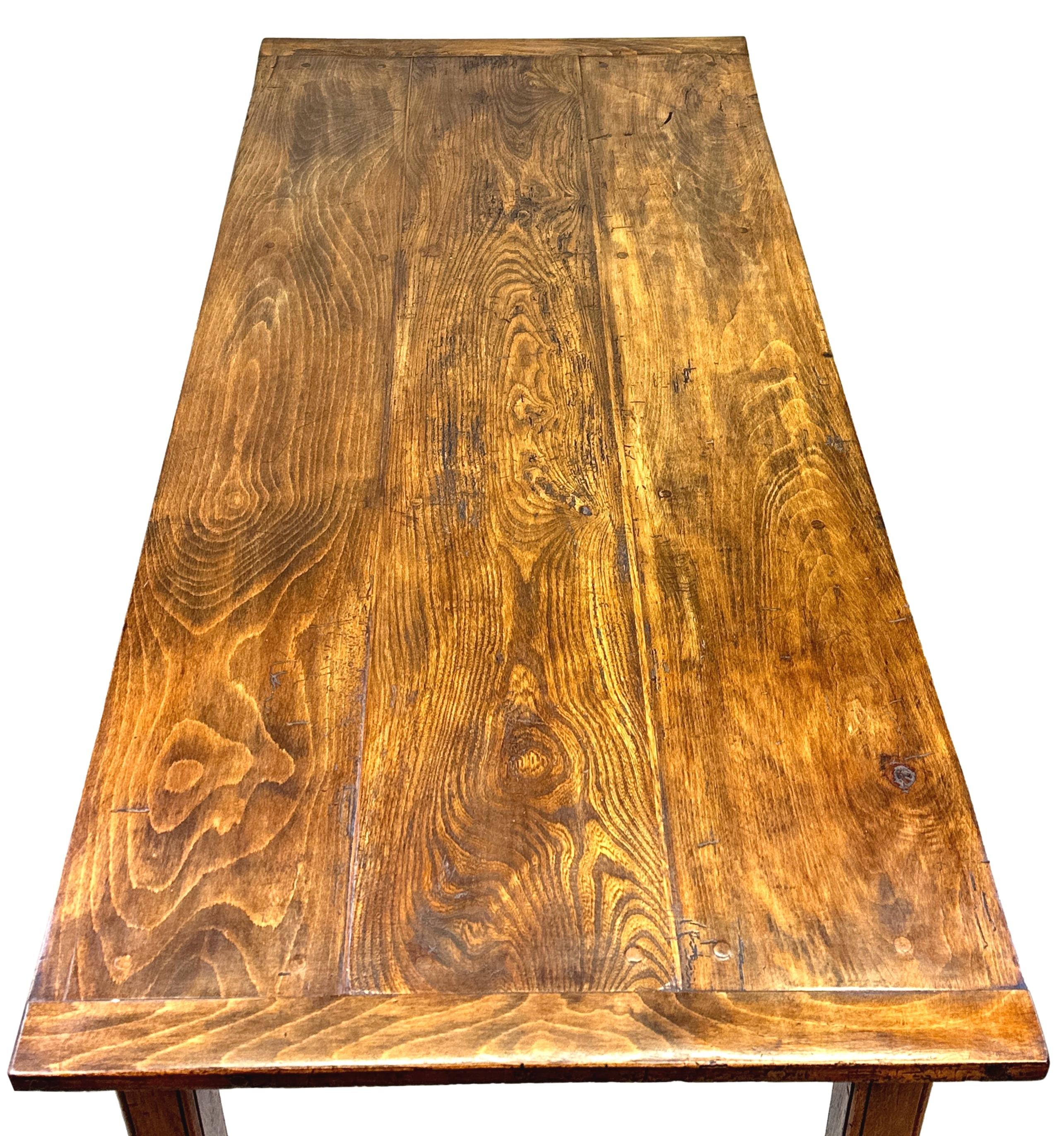 Victorian French 19th Century Oak Farmhouse Dining Table For Sale