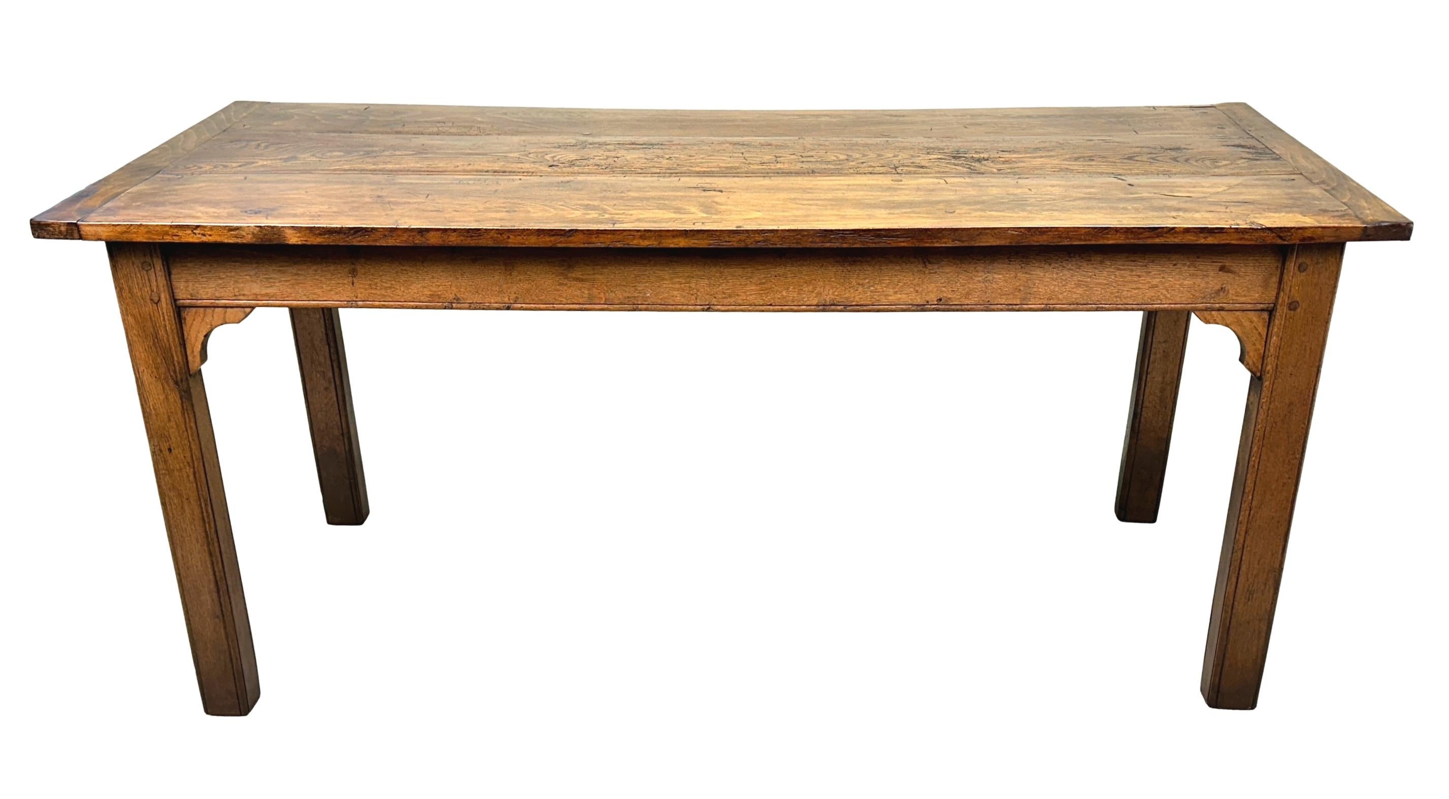 French 19th Century Oak Farmhouse Dining Table For Sale 2