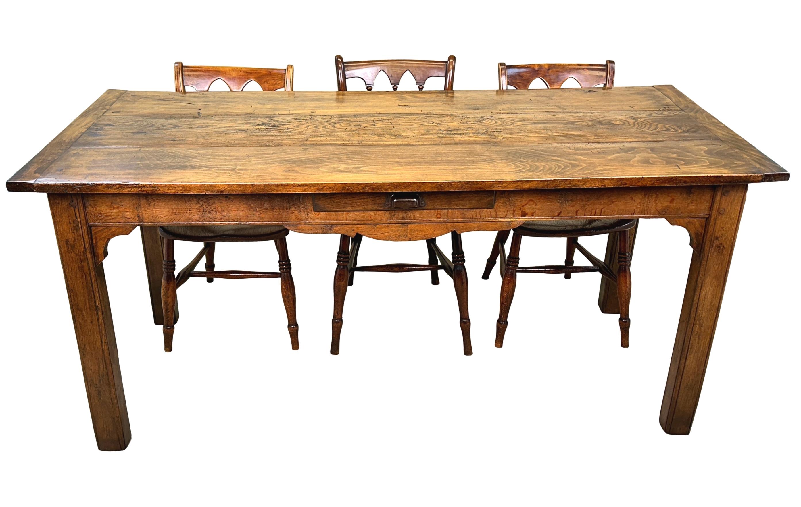 French 19th Century Oak Farmhouse Dining Table For Sale 4