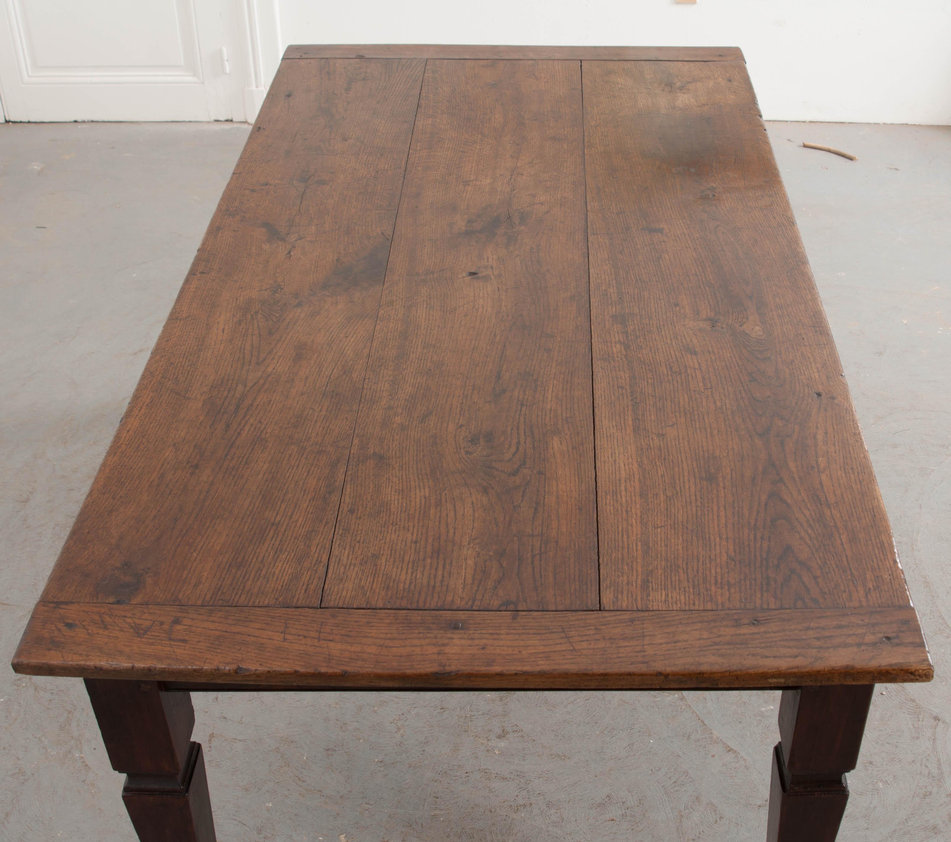 Patinated French 19th Century Oak Farmhouse Style Dining Table