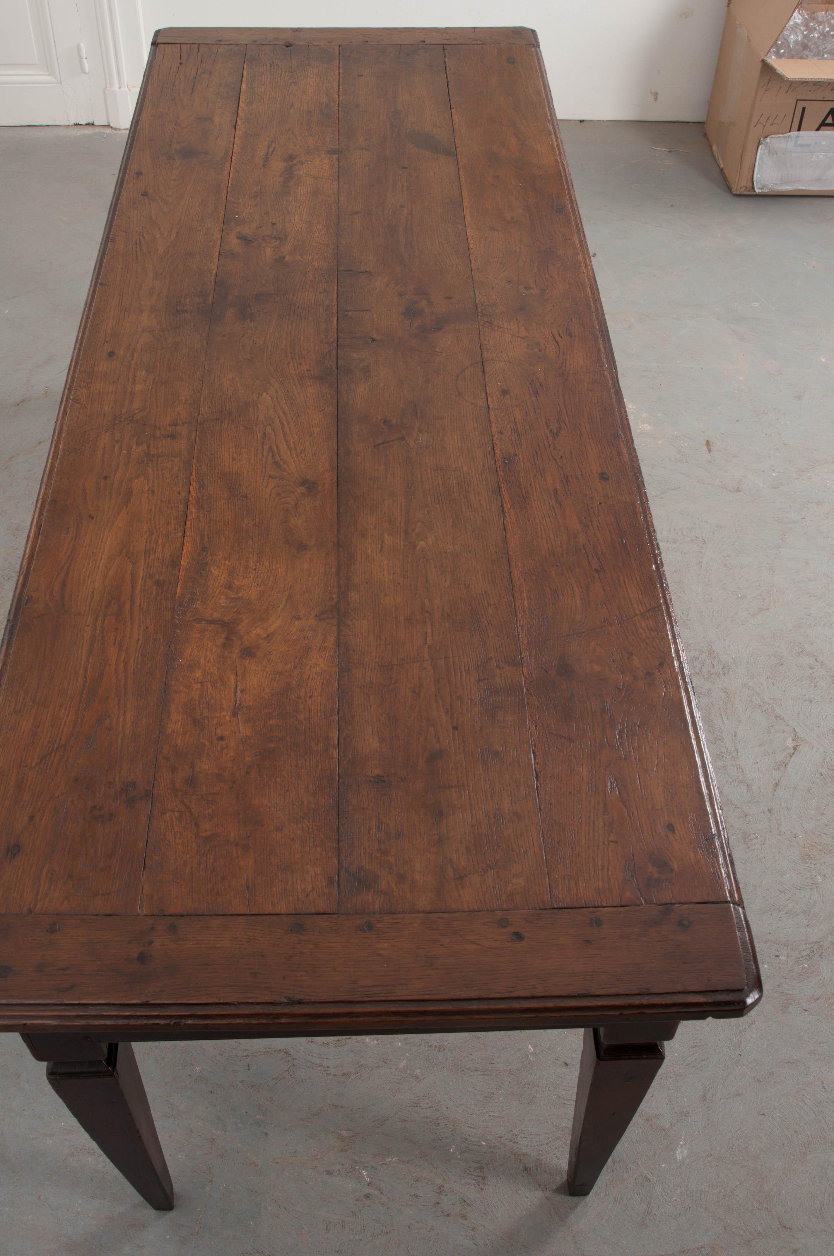 Carved French 19th Century Oak Farmhouse Table